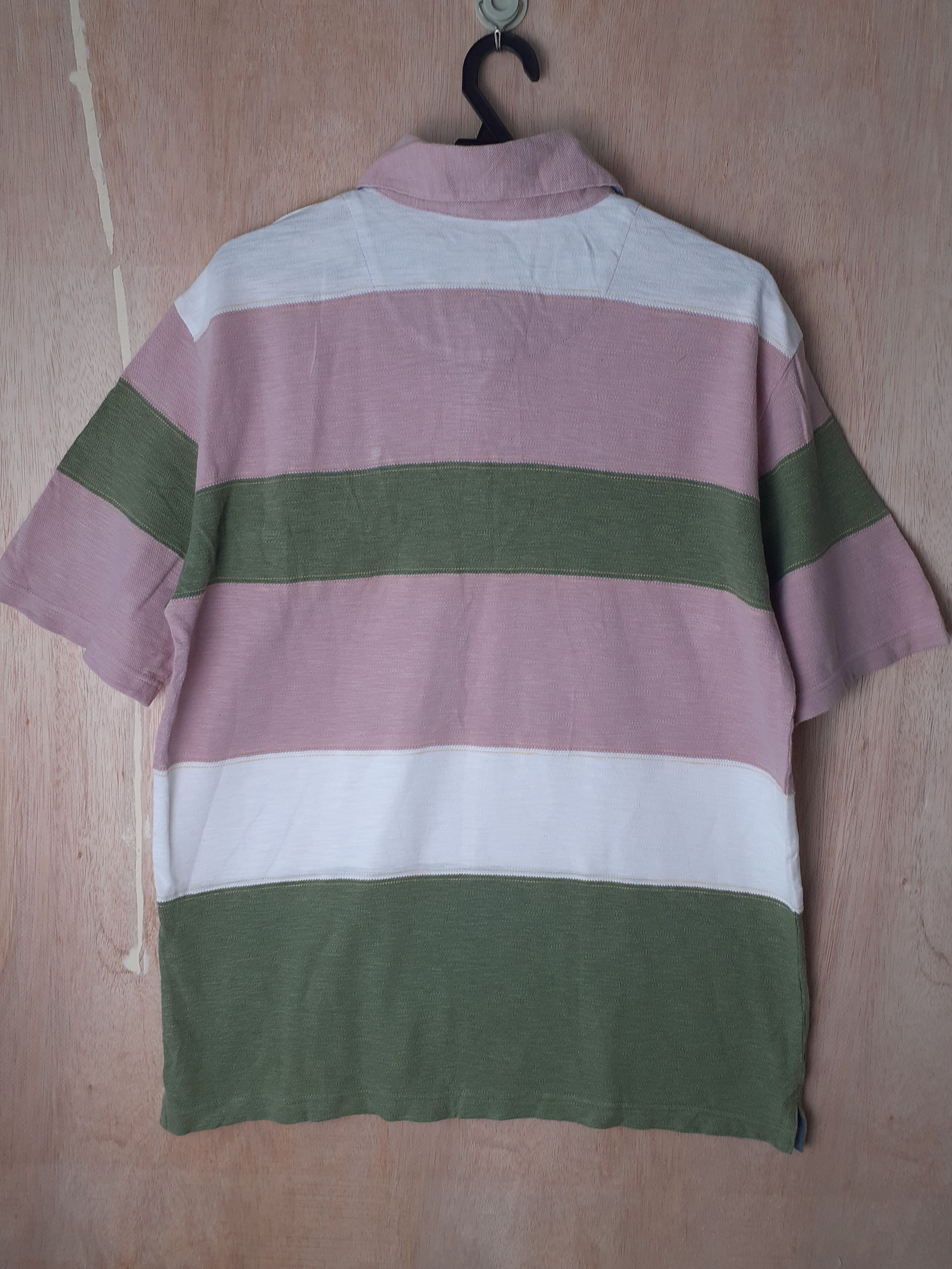 Japanese Brand DL Crocodile green/pink stripe collar button up shirt #2744 Size US L / EU 52-54 / 3 - 12 Thumbnail