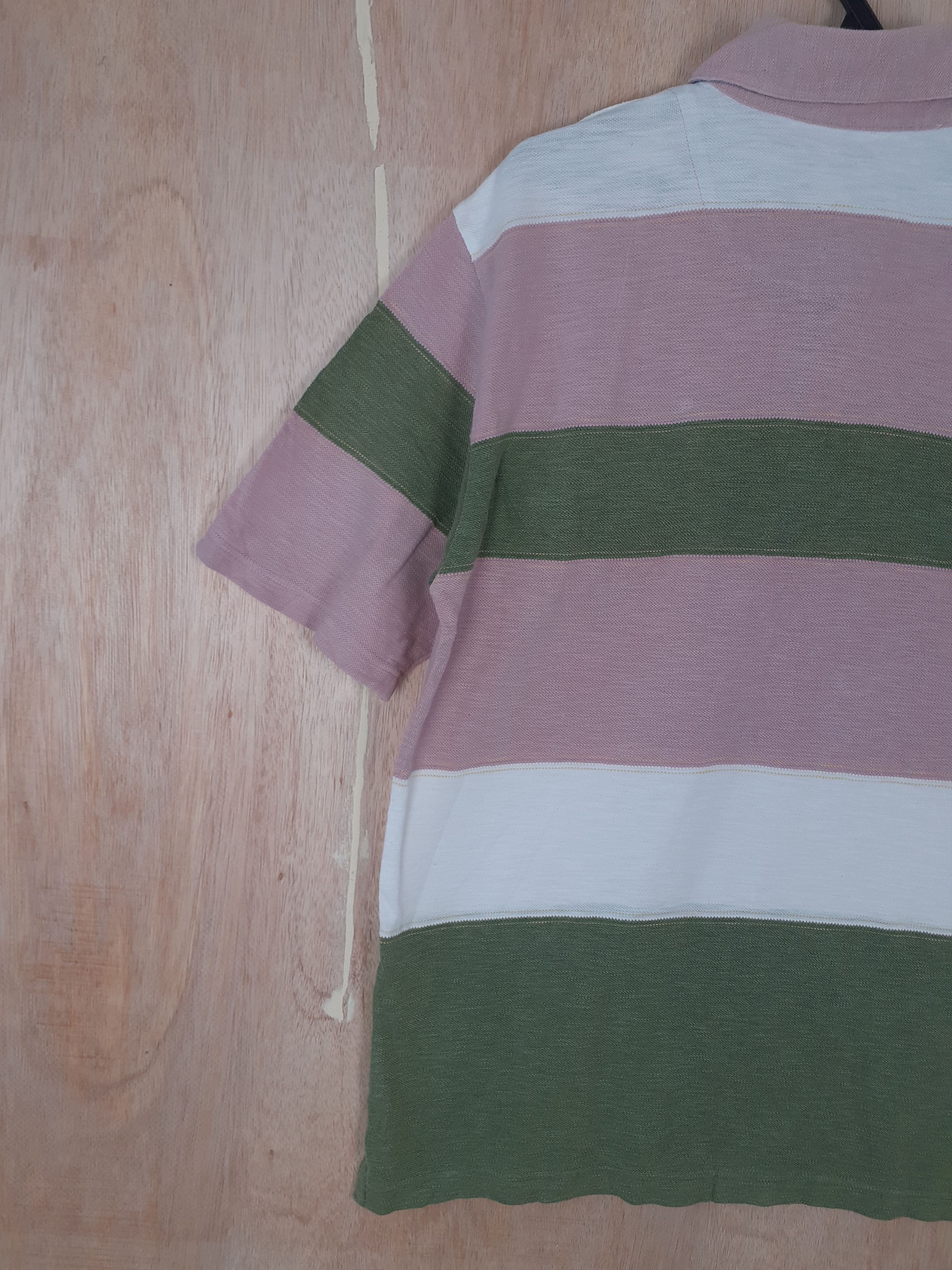 Japanese Brand DL Crocodile green/pink stripe collar button up shirt #2744 Size US L / EU 52-54 / 3 - 10 Thumbnail