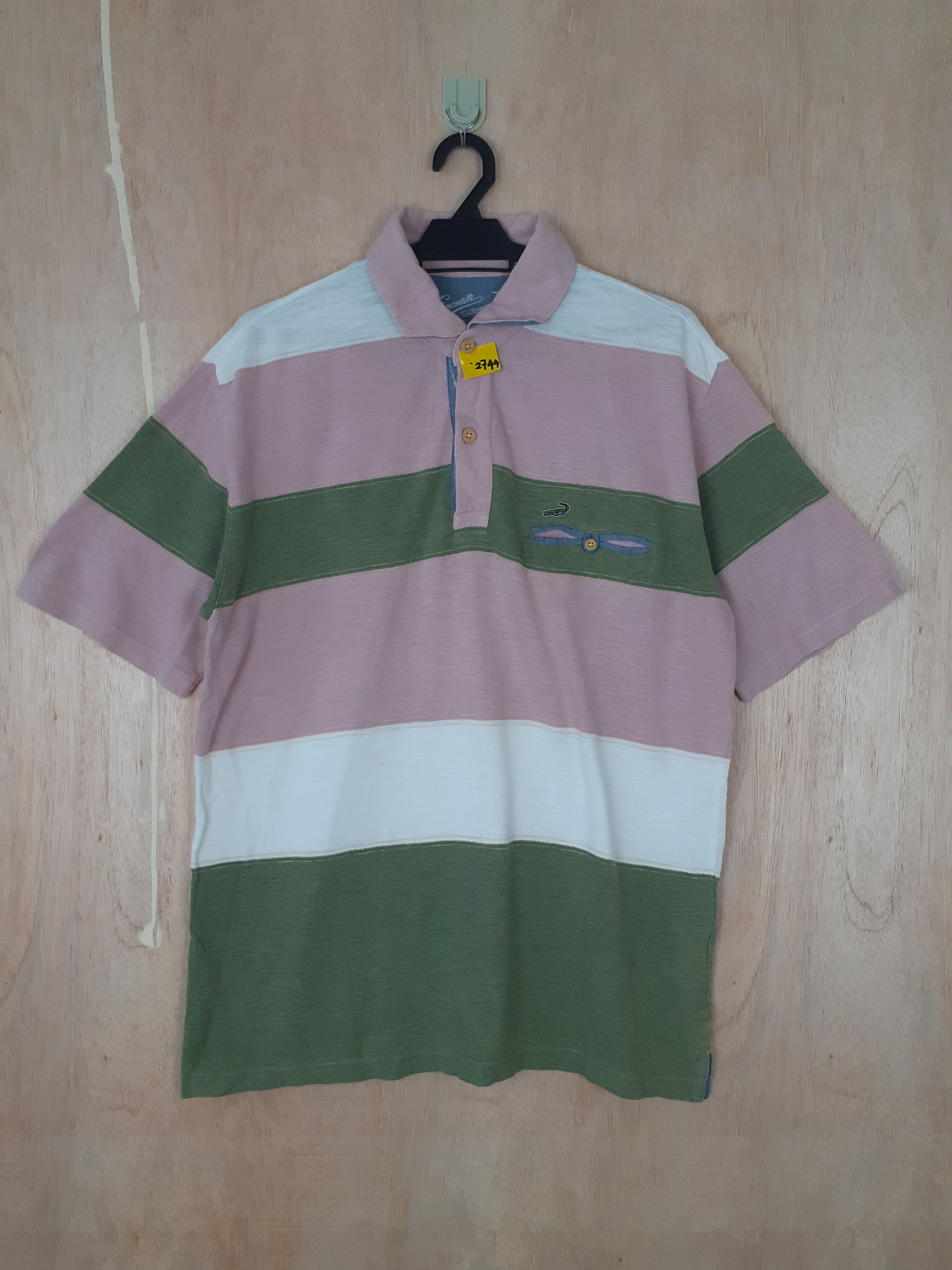 Japanese Brand DL Crocodile green/pink stripe collar button up shirt #2744 Size US L / EU 52-54 / 3 - 1 Thumbnail