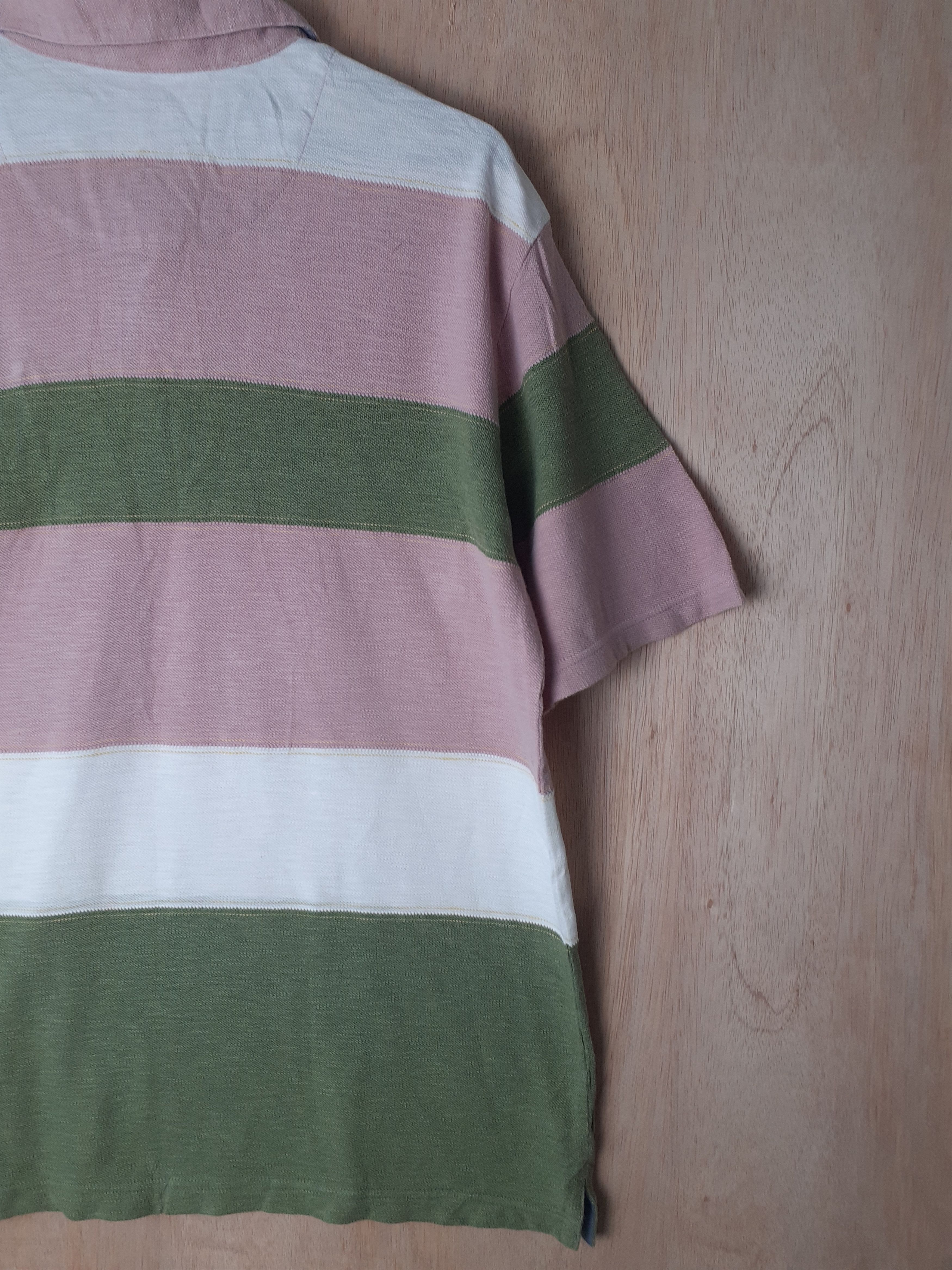 Japanese Brand DL Crocodile green/pink stripe collar button up shirt #2744 Size US L / EU 52-54 / 3 - 11 Thumbnail