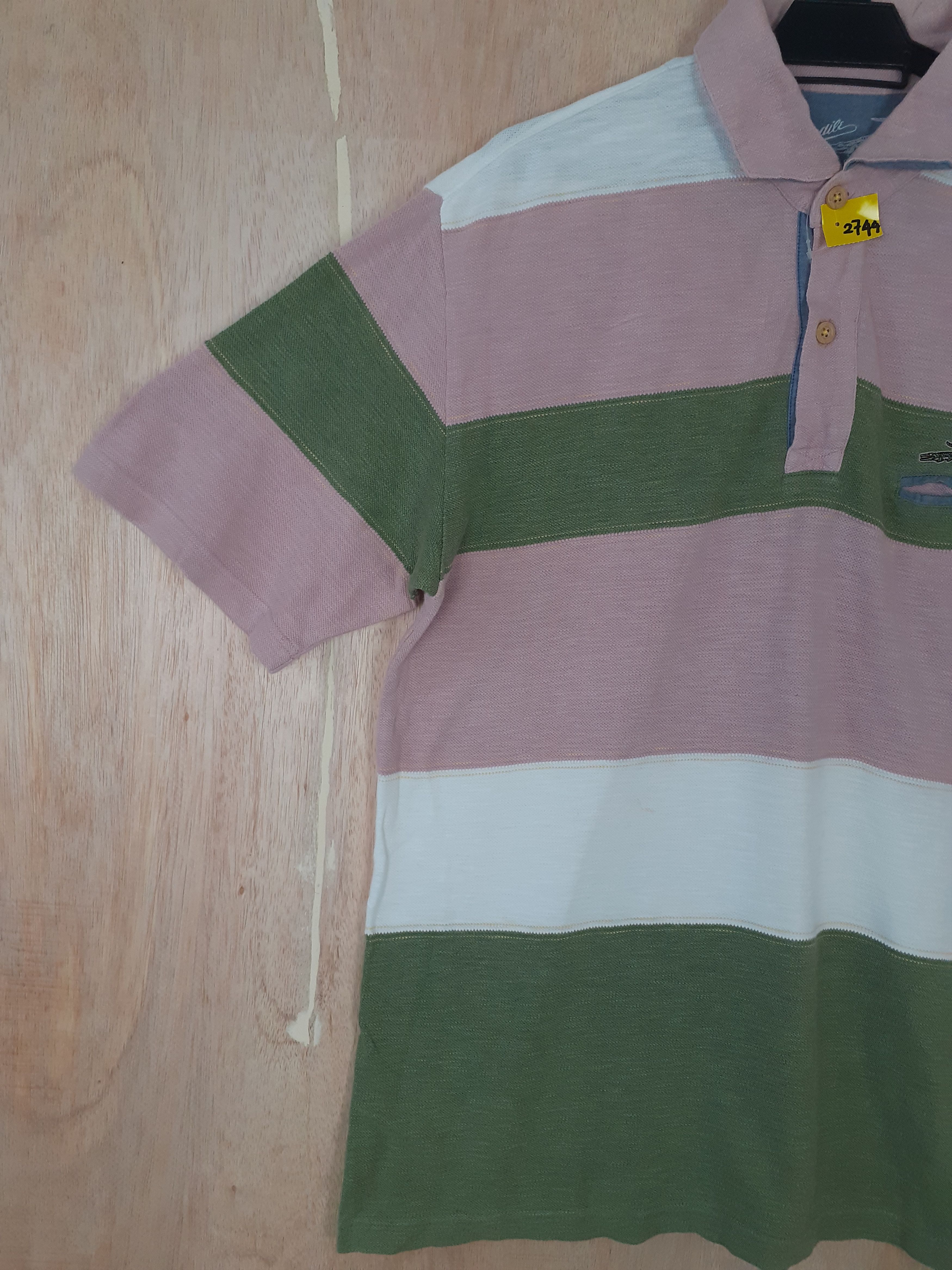 Japanese Brand DL Crocodile green/pink stripe collar button up shirt #2744 Size US L / EU 52-54 / 3 - 3 Thumbnail