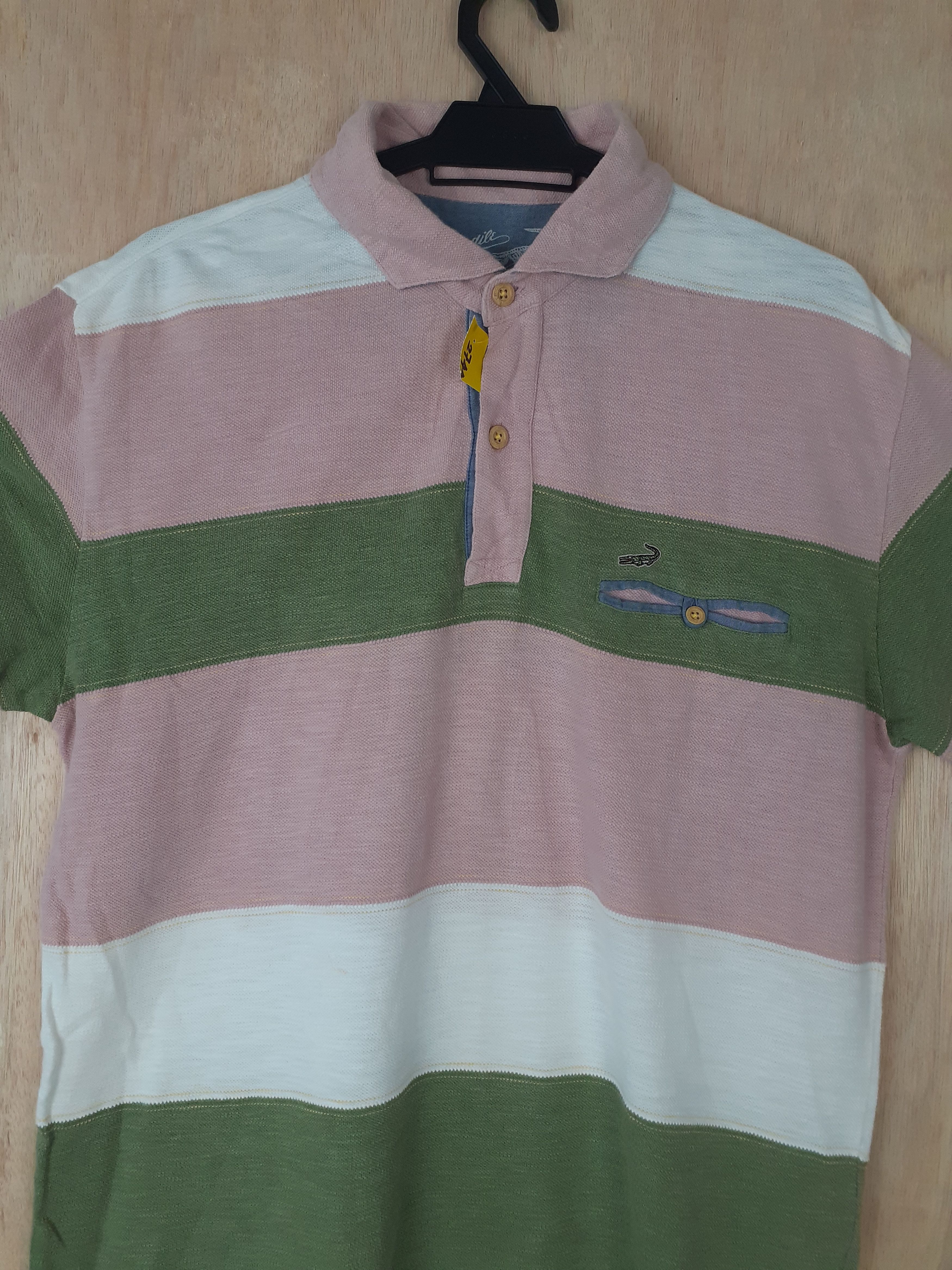Japanese Brand DL Crocodile green/pink stripe collar button up shirt #2744 Size US L / EU 52-54 / 3 - 2 Thumbnail