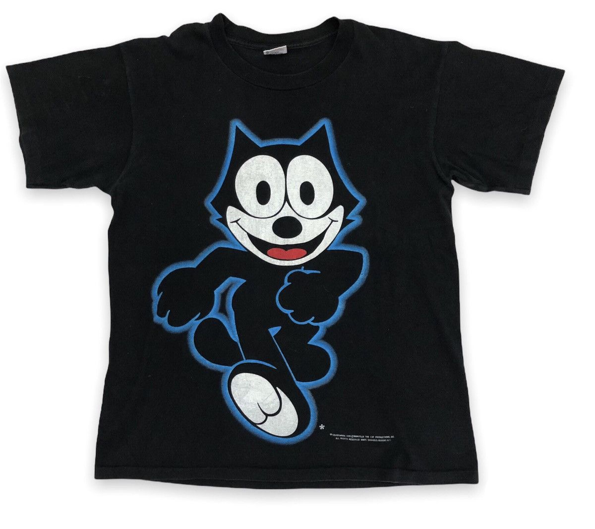 image of Anvil x Cartoon Network Vintage T-Shirt Felix The Cat in Black, Men's (Size Medium)