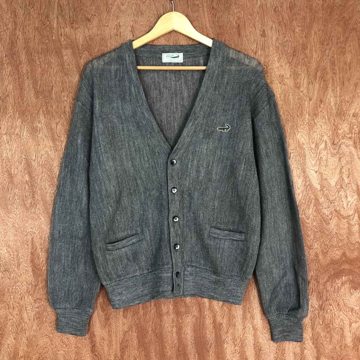 Faded Glory DLL Crocodile Grey faded vintage knitwear Cardigan #c604 Size US M / EU 48-50 / 2 - 3 Thumbnail