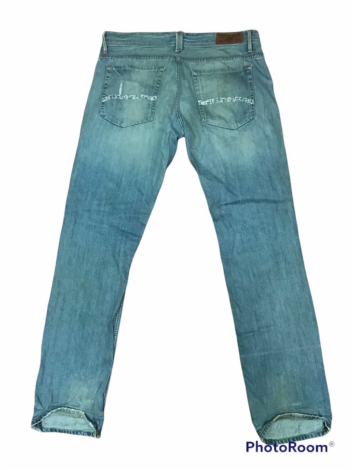 Tommy Hilfiger “Vintage Distressed Light Blue Denim Jeans – Faded Wash, Size US 37 - 2 Thumbnail
