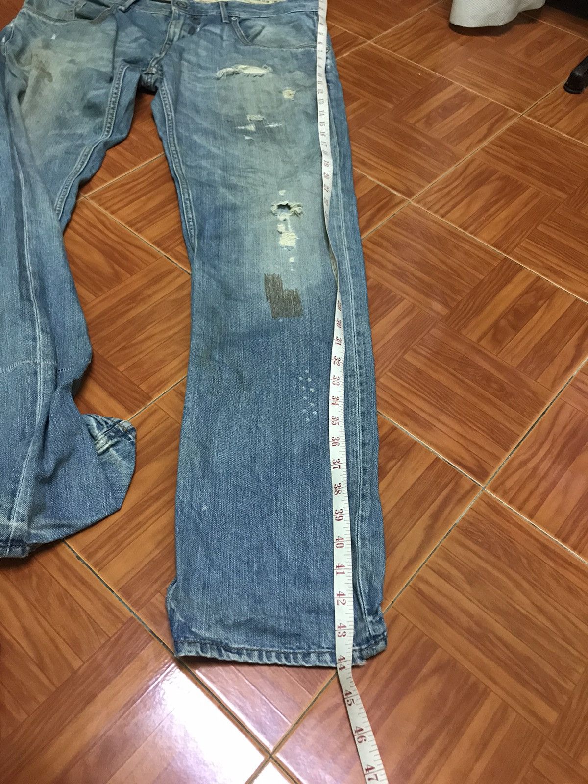 Tommy Hilfiger “Vintage Distressed Light Blue Denim Jeans – Faded Wash, Size US 37 - 16 Thumbnail