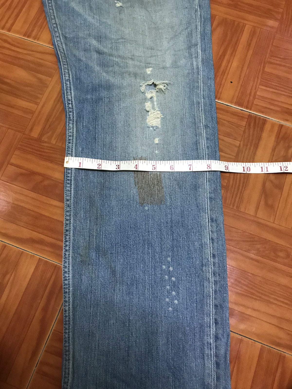 Tommy Hilfiger “Vintage Distressed Light Blue Denim Jeans – Faded Wash, Size US 37 - 19 Thumbnail