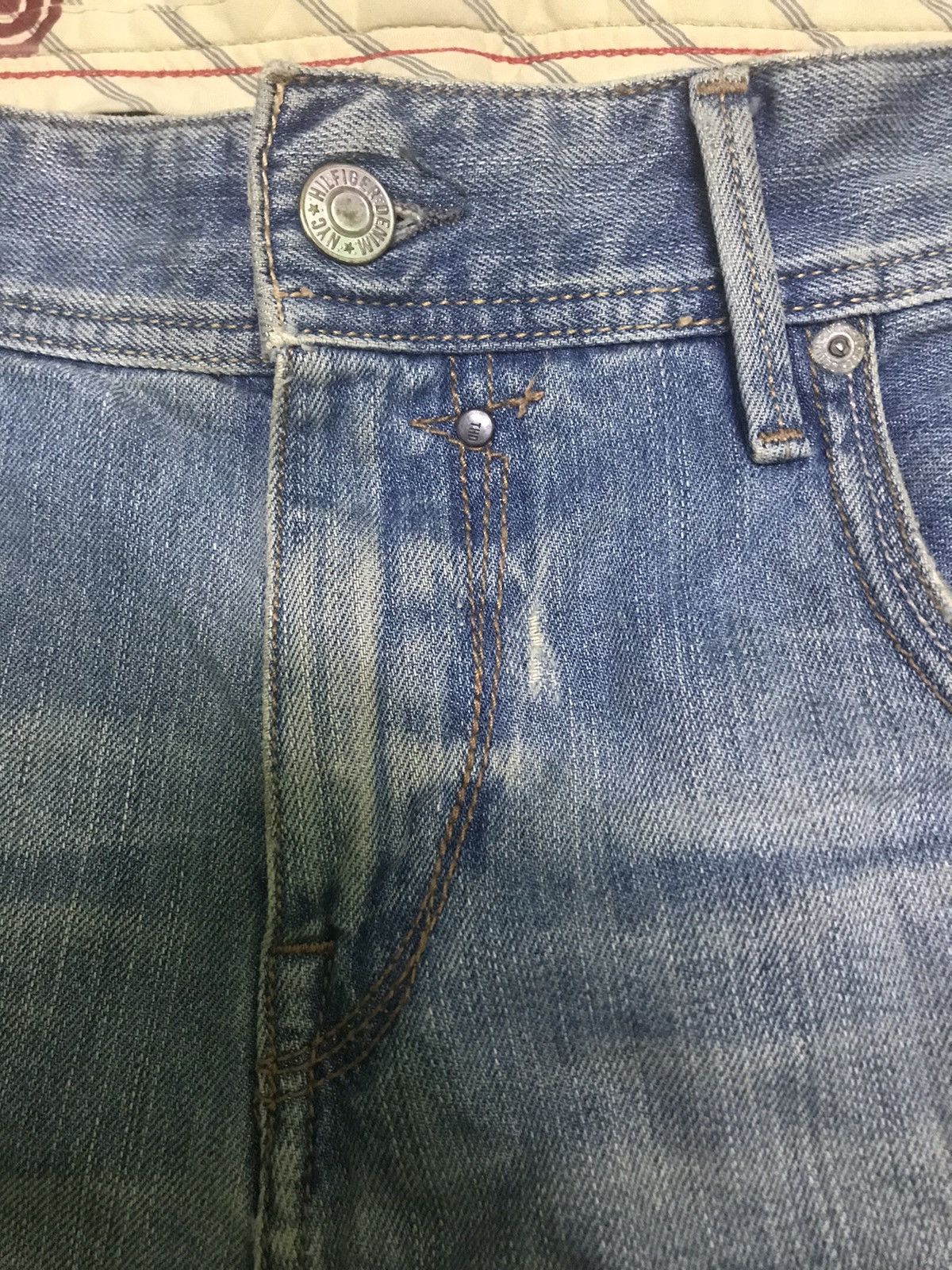 Tommy Hilfiger “Vintage Distressed Light Blue Denim Jeans – Faded Wash, Size US 37 - 8 Thumbnail