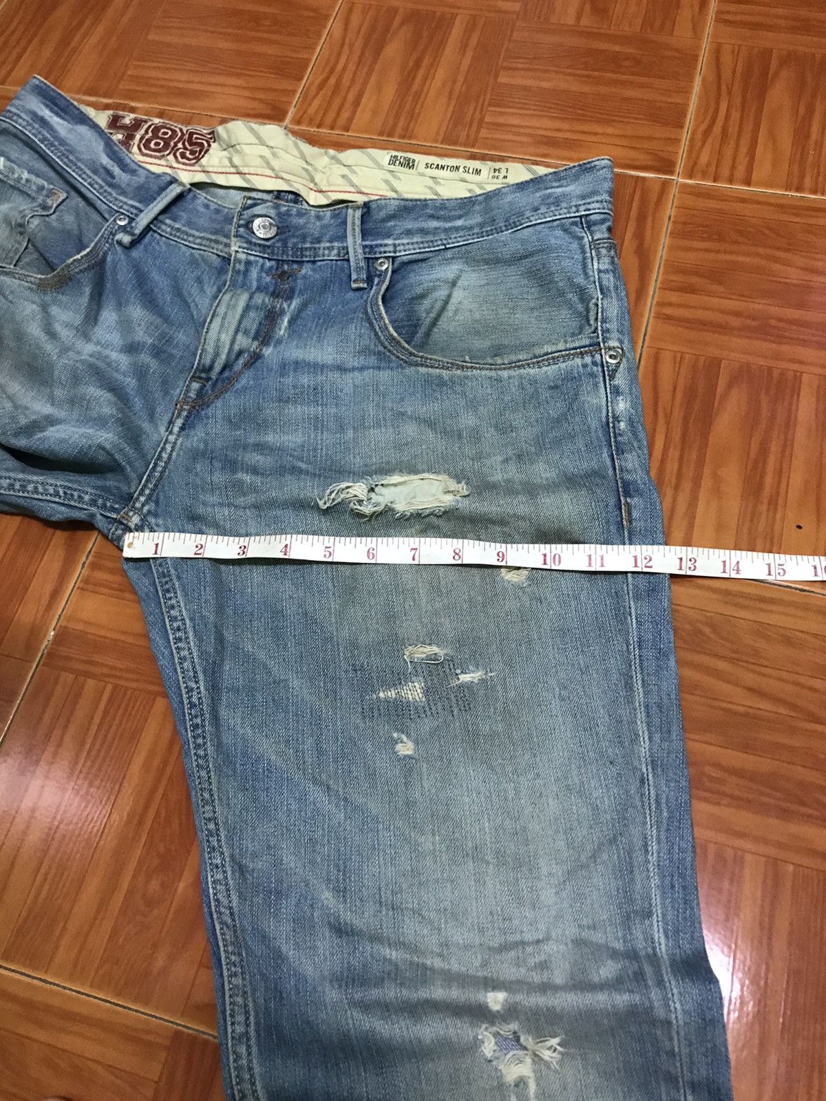 Tommy Hilfiger “Vintage Distressed Light Blue Denim Jeans – Faded Wash, Size US 37 - 18 Thumbnail