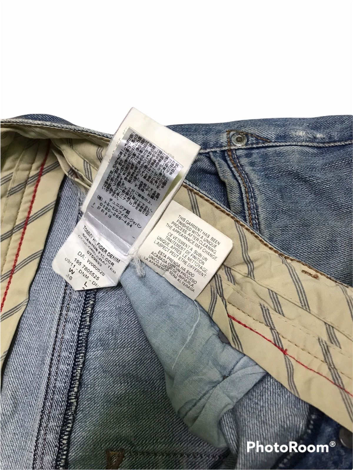 Tommy Hilfiger “Vintage Distressed Light Blue Denim Jeans – Faded Wash, Size US 37 - 14 Thumbnail