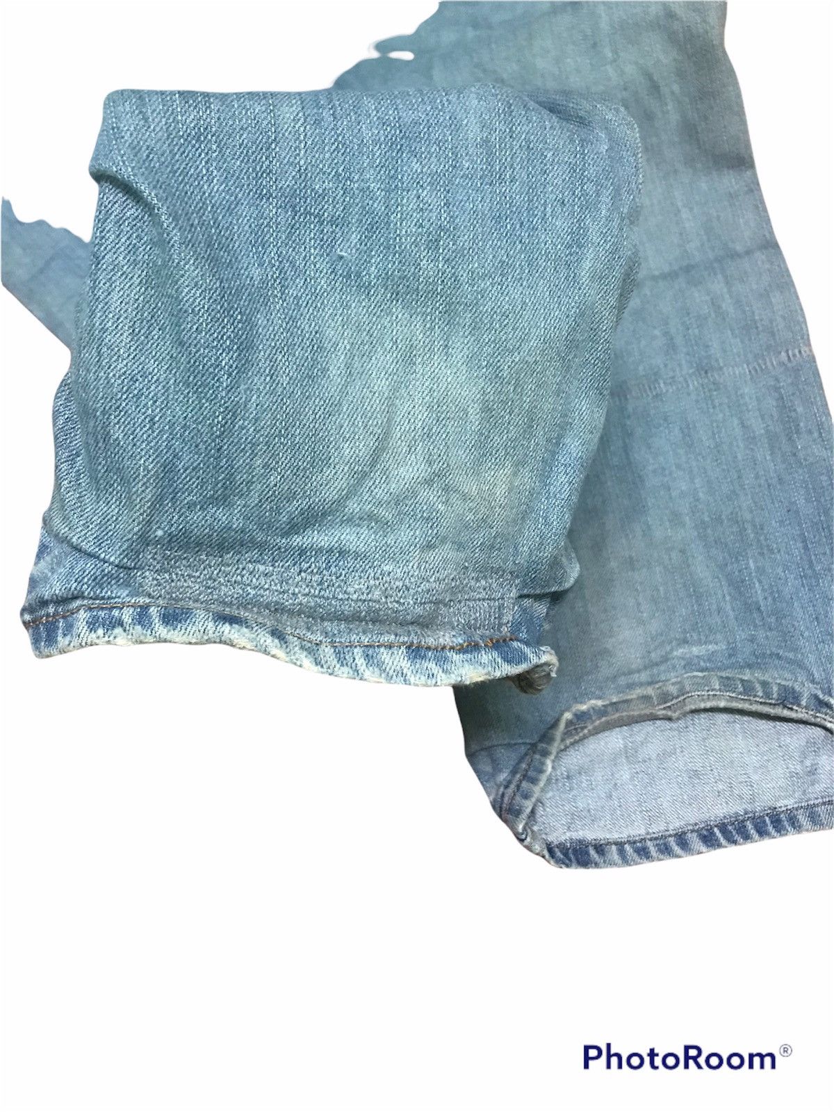 Tommy Hilfiger “Vintage Distressed Light Blue Denim Jeans – Faded Wash, Size US 37 - 12 Thumbnail