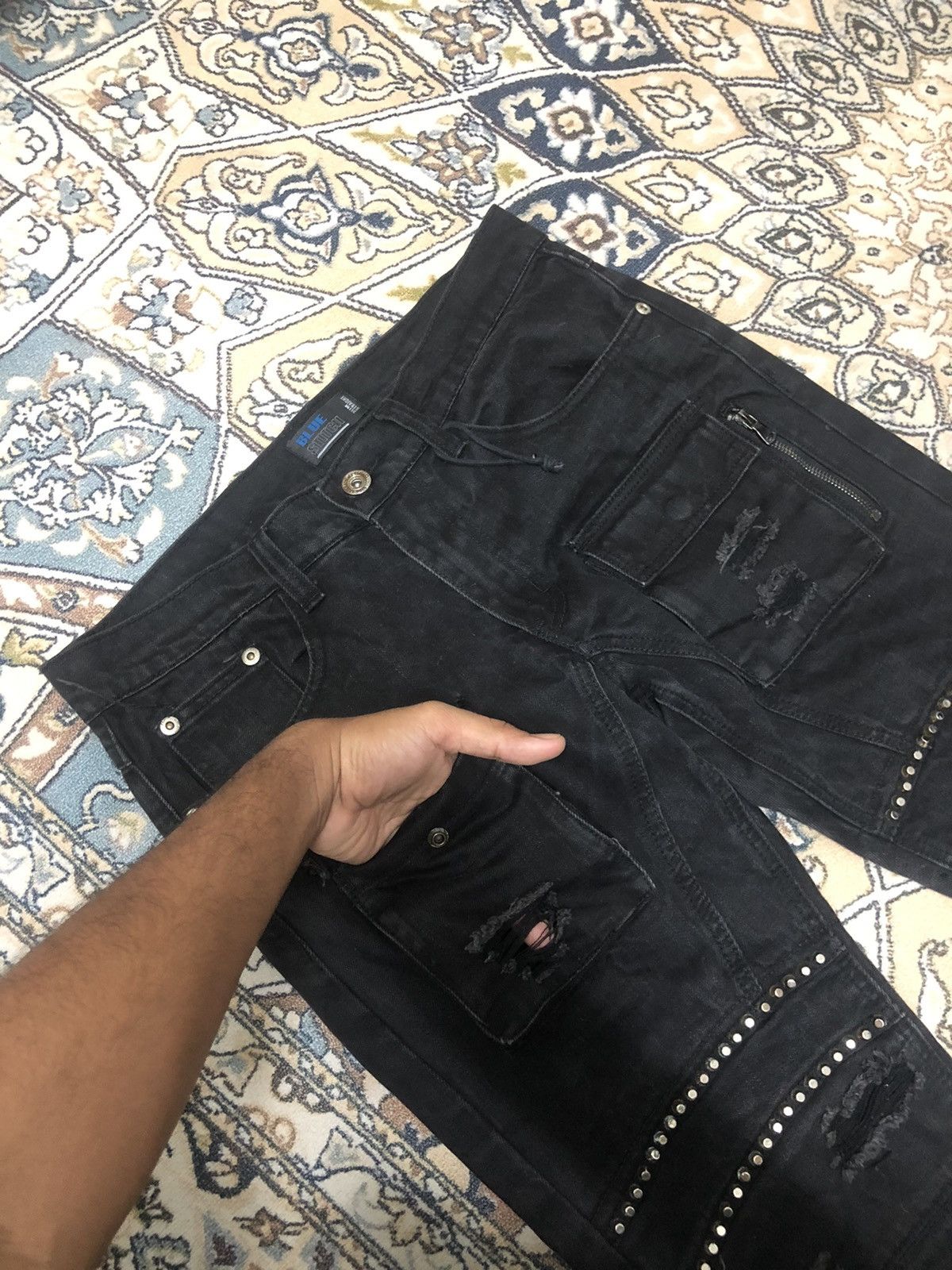 If Six Was Nine Blue Stitch Bondage Sashiko Slim Straight Jean Like Kapital Size US 34 / EU 50 - 8 Thumbnail