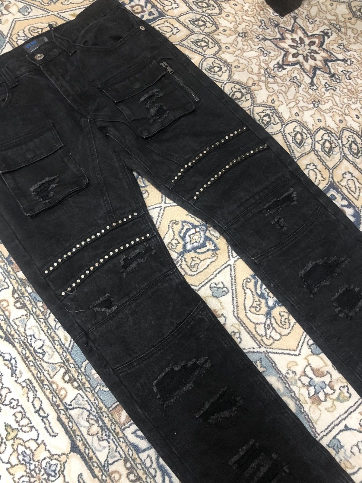 If Six Was Nine Blue Stitch Bondage Sashiko Slim Straight Jean Like Kapital Size US 34 / EU 50 - 4 Thumbnail
