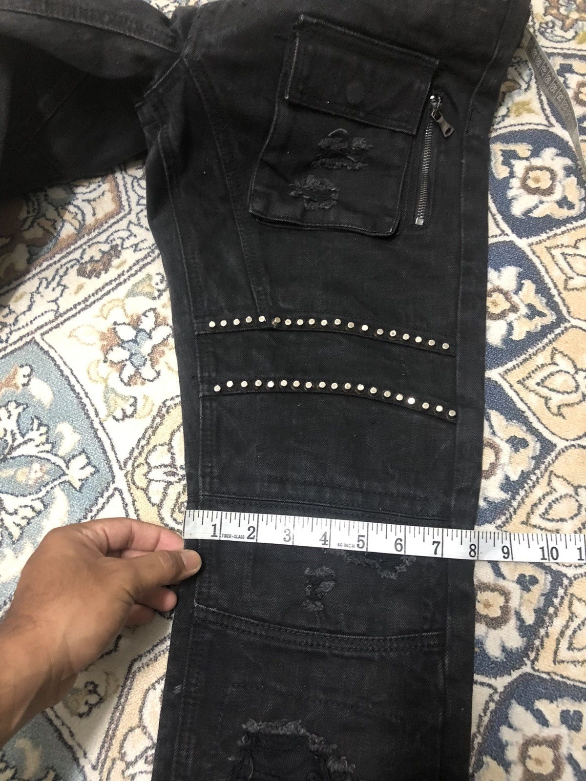 If Six Was Nine Blue Stitch Bondage Sashiko Slim Straight Jean Like Kapital Size US 34 / EU 50 - 18 Thumbnail