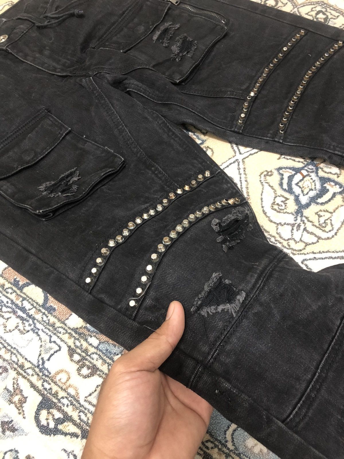 If Six Was Nine Blue Stitch Bondage Sashiko Slim Straight Jean Like Kapital Size US 34 / EU 50 - 9 Thumbnail