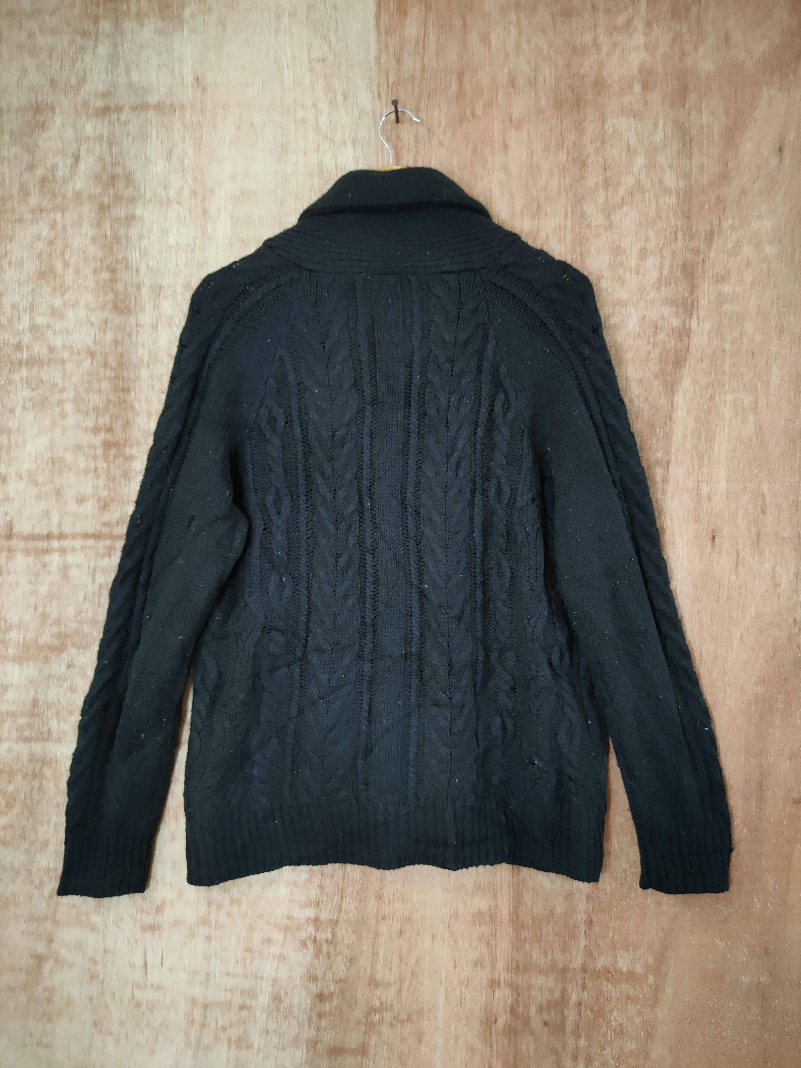 Japanese Brand DLL Union Station black cardigan cable knitwear #46-527 Size US L / EU 52-54 / 3 - 8 Thumbnail