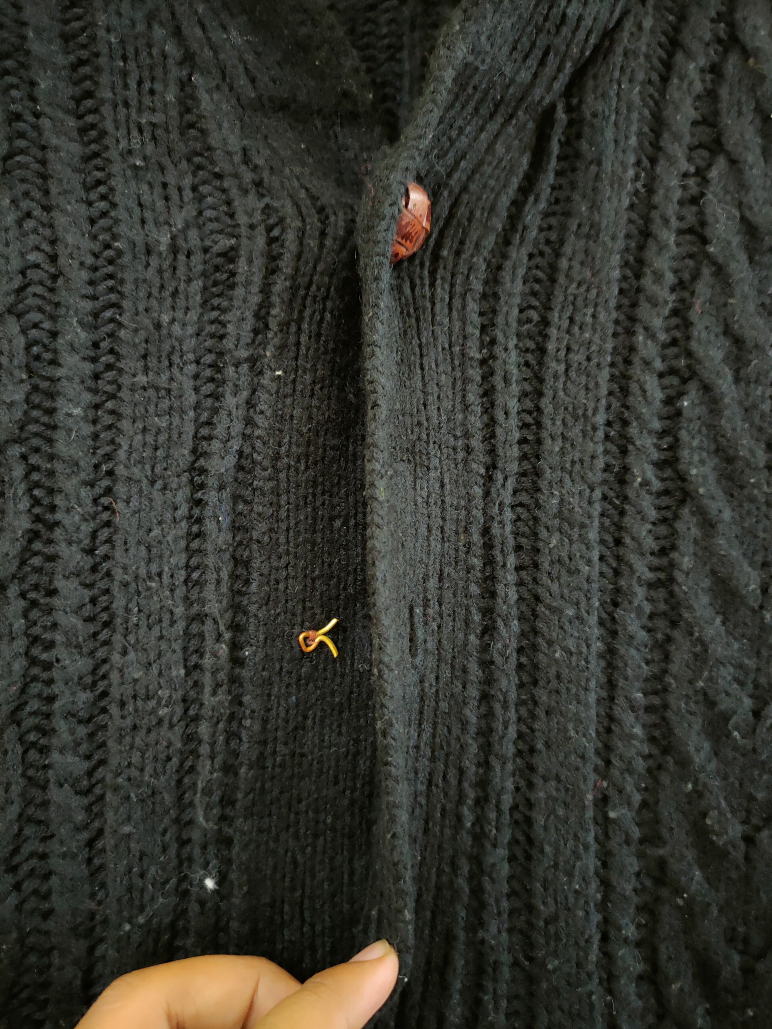 Japanese Brand DLL Union Station black cardigan cable knitwear #46-527 Size US L / EU 52-54 / 3 - 4 Thumbnail