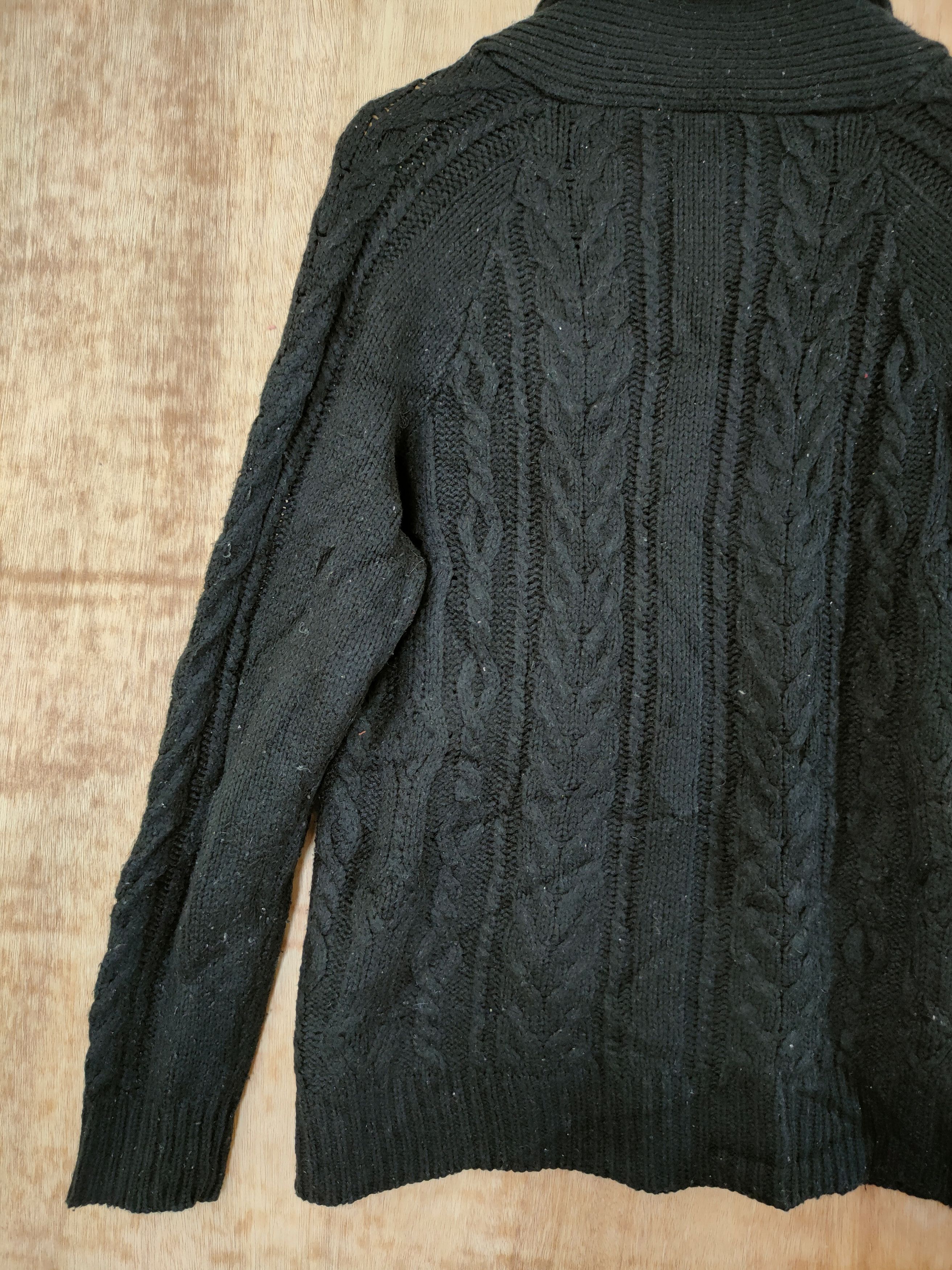 Japanese Brand DLL Union Station black cardigan cable knitwear #46-527 Size US L / EU 52-54 / 3 - 9 Thumbnail