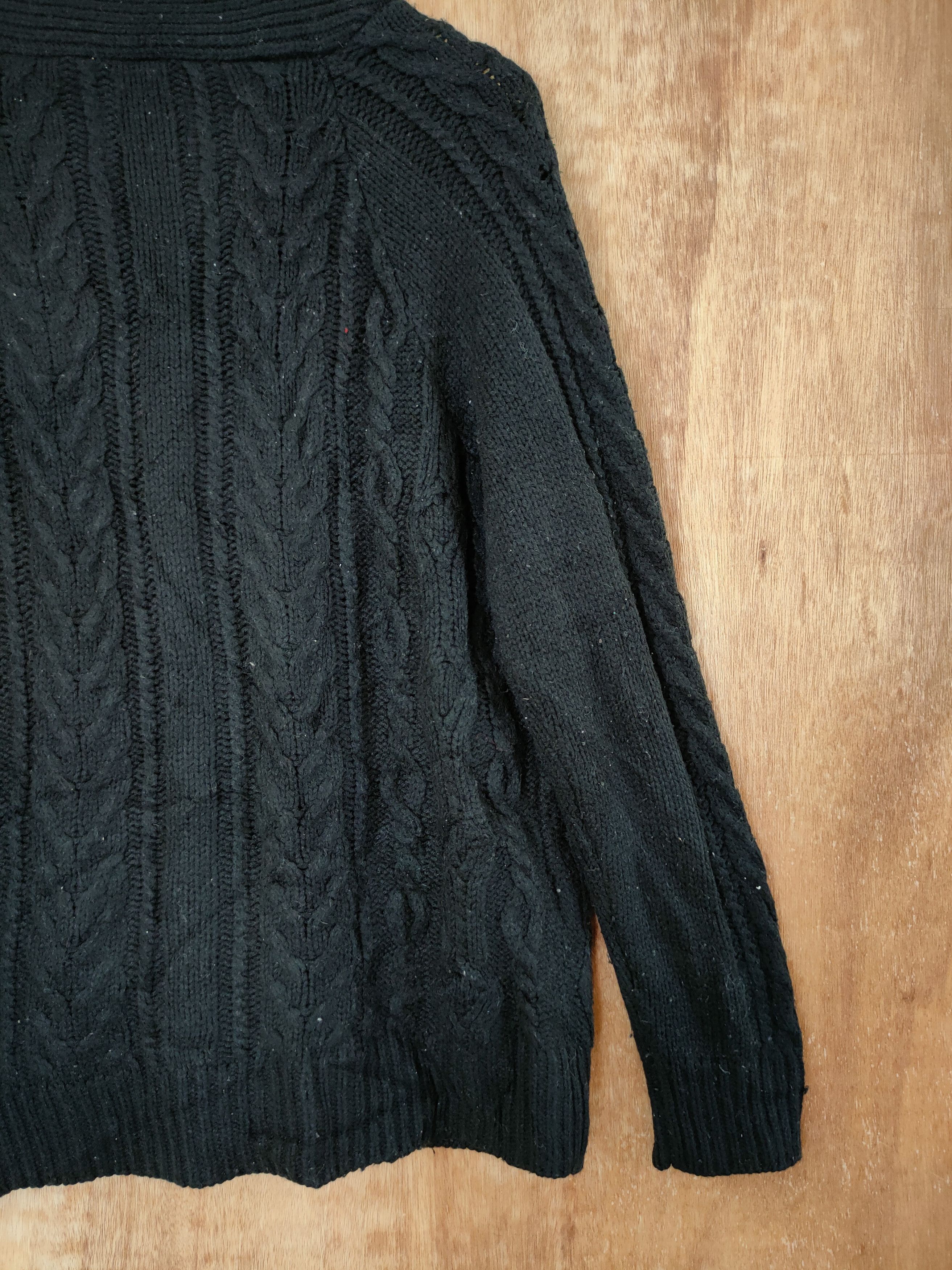 Japanese Brand DLL Union Station black cardigan cable knitwear #46-527 Size US L / EU 52-54 / 3 - 10 Thumbnail
