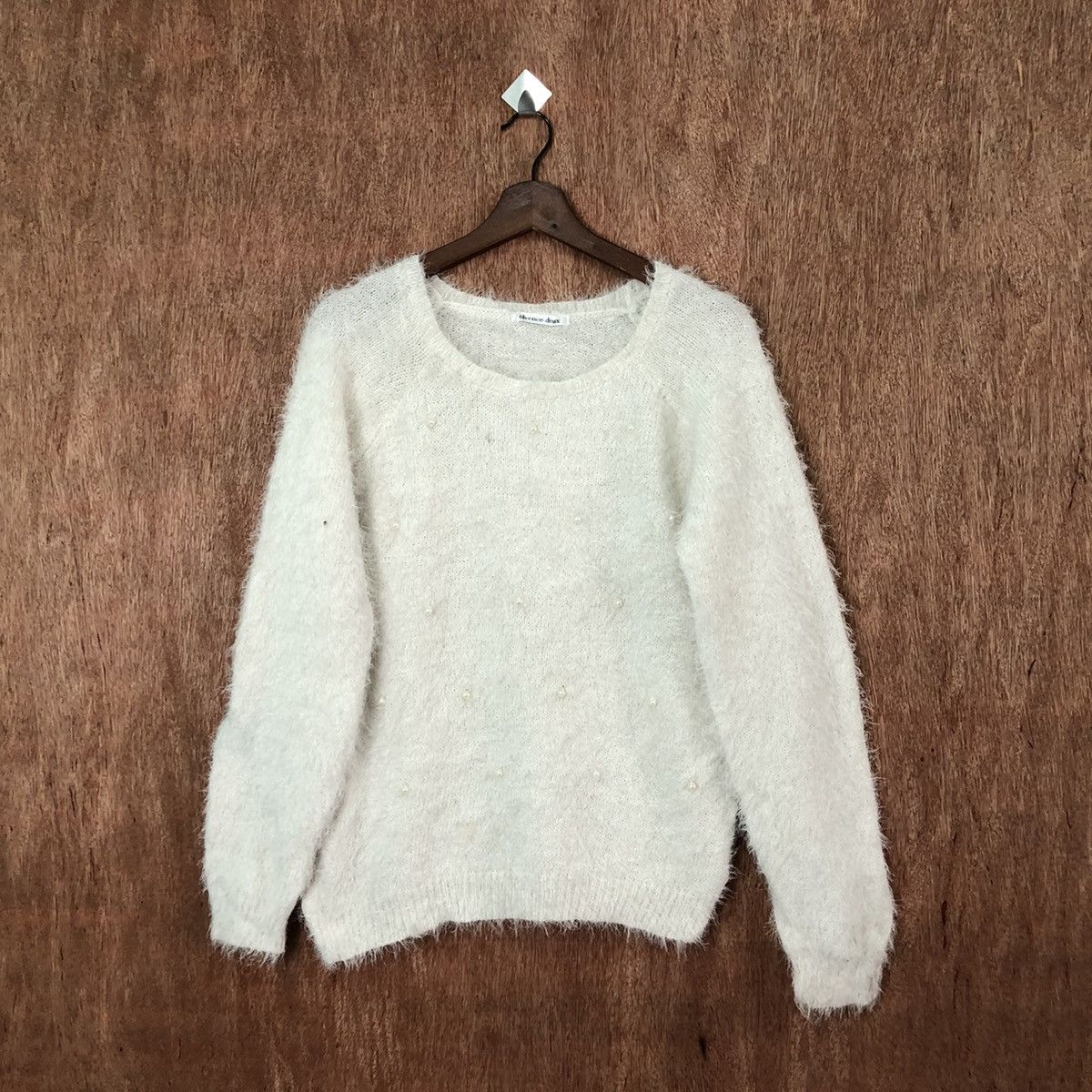 Homespun Knitwear × Japanese Brand × Vintage Elvence Deux White Shag Shaggy Fur Mohair Knitwear #6413 Size M / US 6-8 / IT 42-44 - 1 Thumbnail