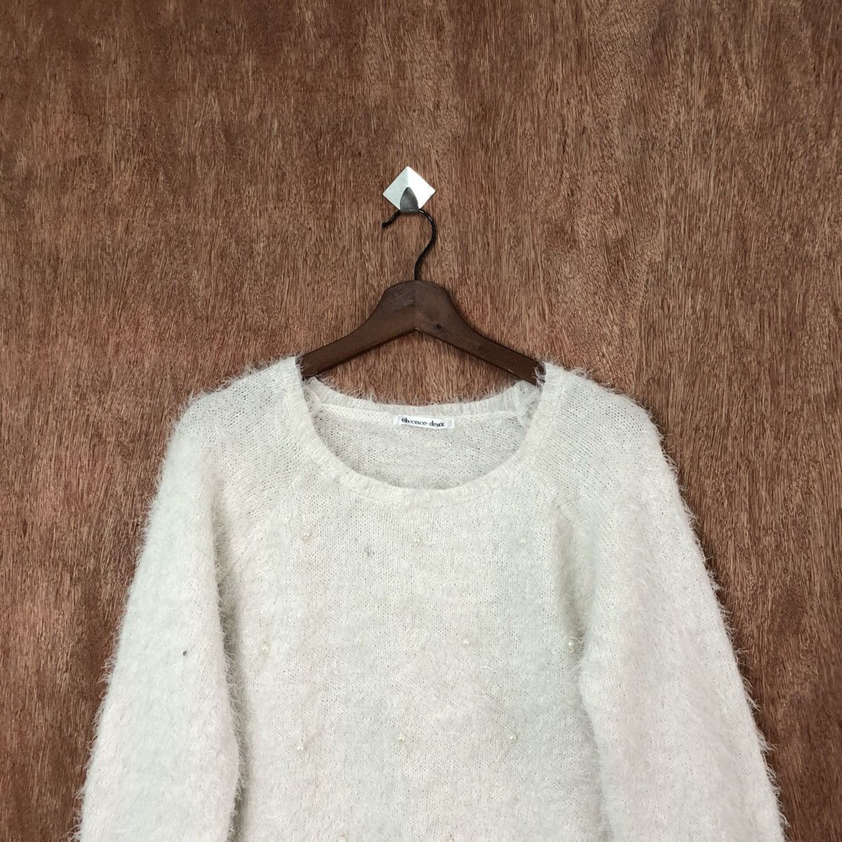 Homespun Knitwear × Japanese Brand × Vintage Elvence Deux White Shag Shaggy Fur Mohair Knitwear #6413 Size M / US 6-8 / IT 42-44 - 2 Thumbnail