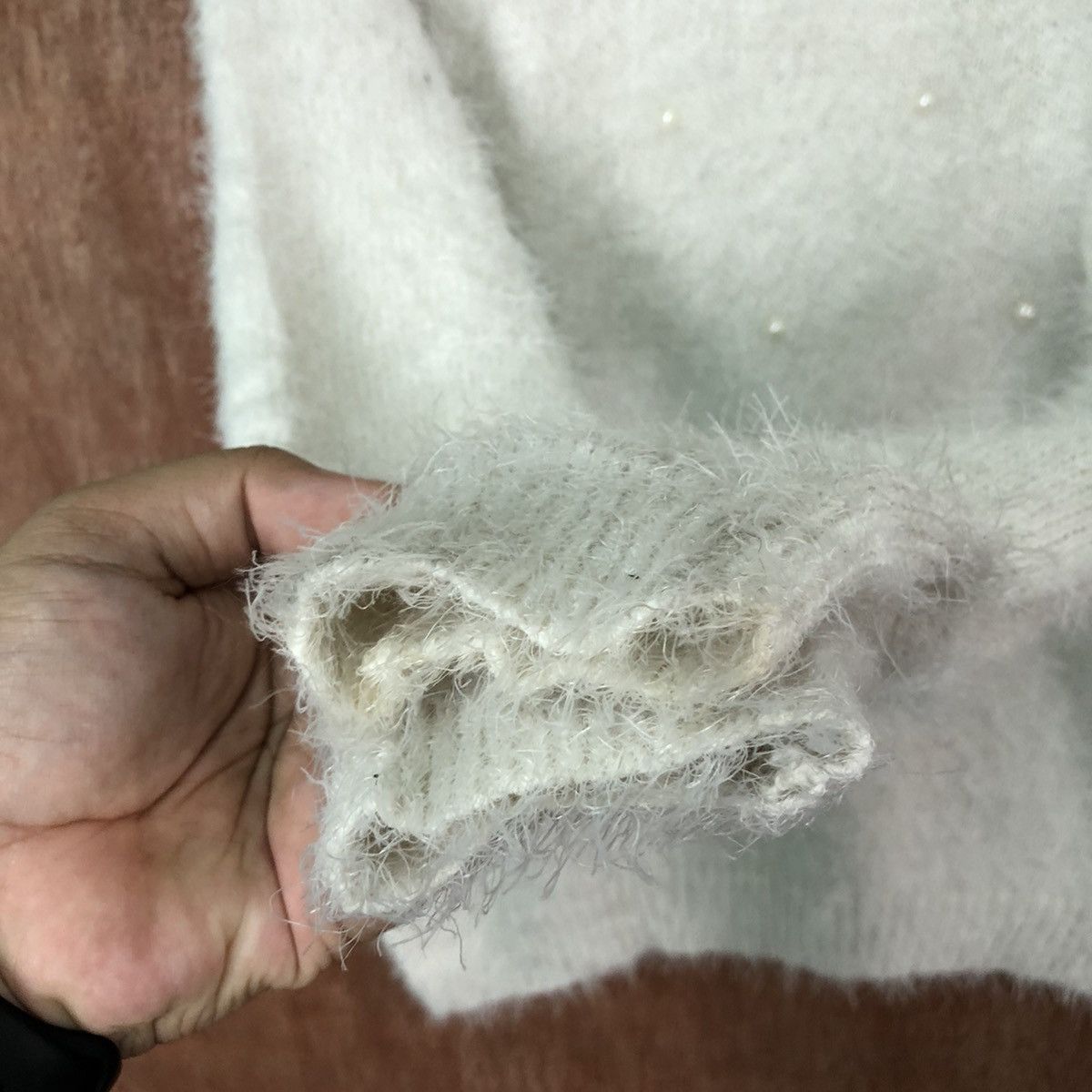 Homespun Knitwear × Japanese Brand × Vintage Elvence Deux White Shag Shaggy Fur Mohair Knitwear #6413 Size M / US 6-8 / IT 42-44 - 4 Thumbnail