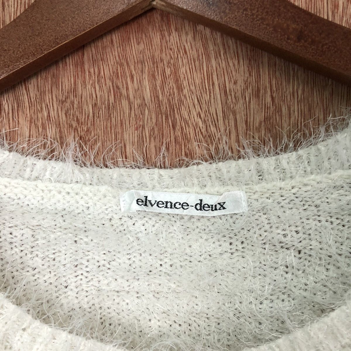 Homespun Knitwear × Japanese Brand × Vintage Elvence Deux White Shag Shaggy Fur Mohair Knitwear #6413 Size M / US 6-8 / IT 42-44 - 5 Thumbnail