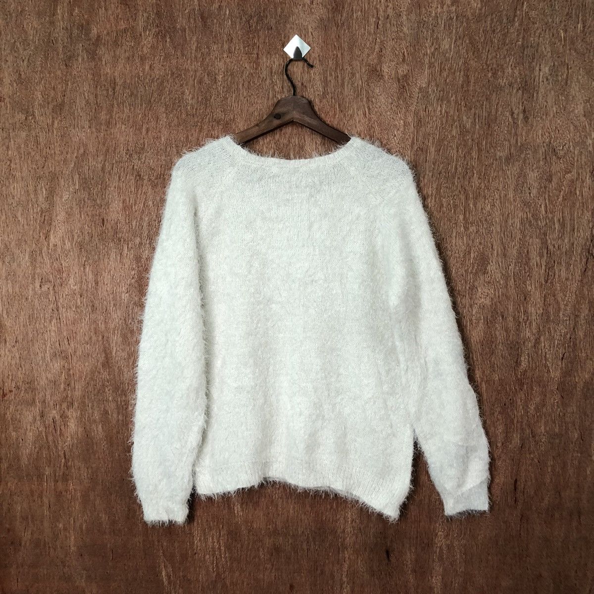 Homespun Knitwear × Japanese Brand × Vintage Elvence Deux White Shag Shaggy Fur Mohair Knitwear #6413 Size M / US 6-8 / IT 42-44 - 7 Thumbnail