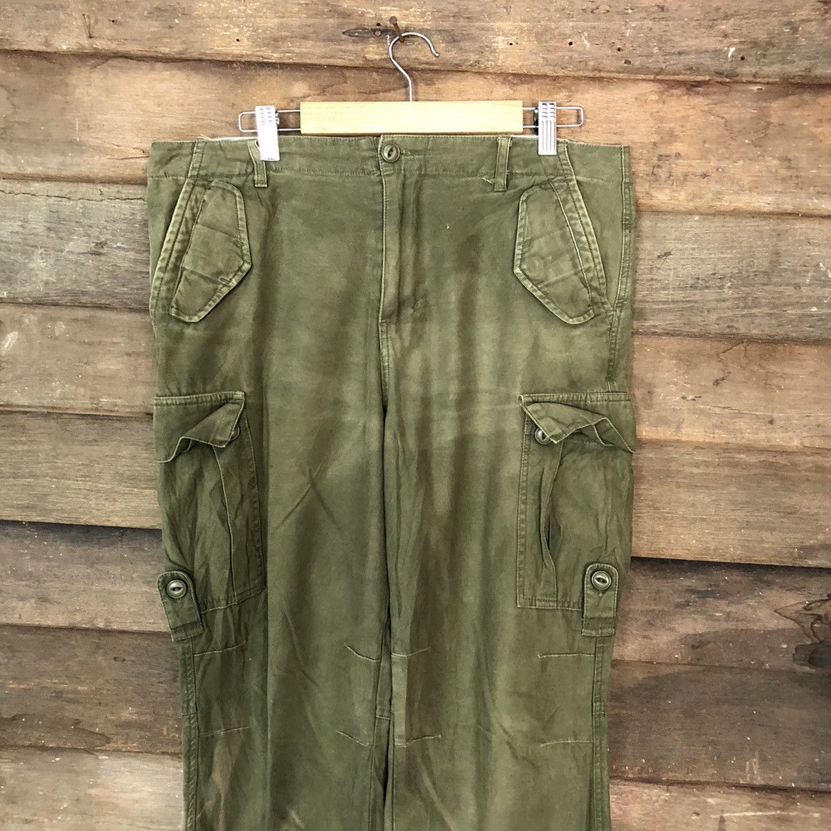 Faded Glory × Japanese Brand Superubis faded Green multipocket Cargo Pants #6930 Size US 32 / EU 48 - 2 Thumbnail