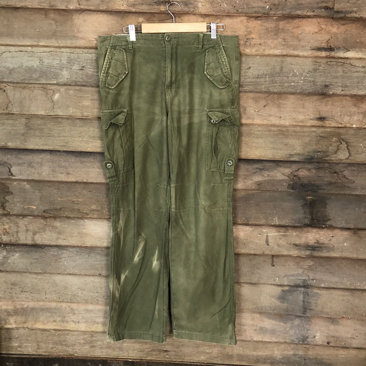 Superubis faded Green multipocket Cargo Pants #6930
