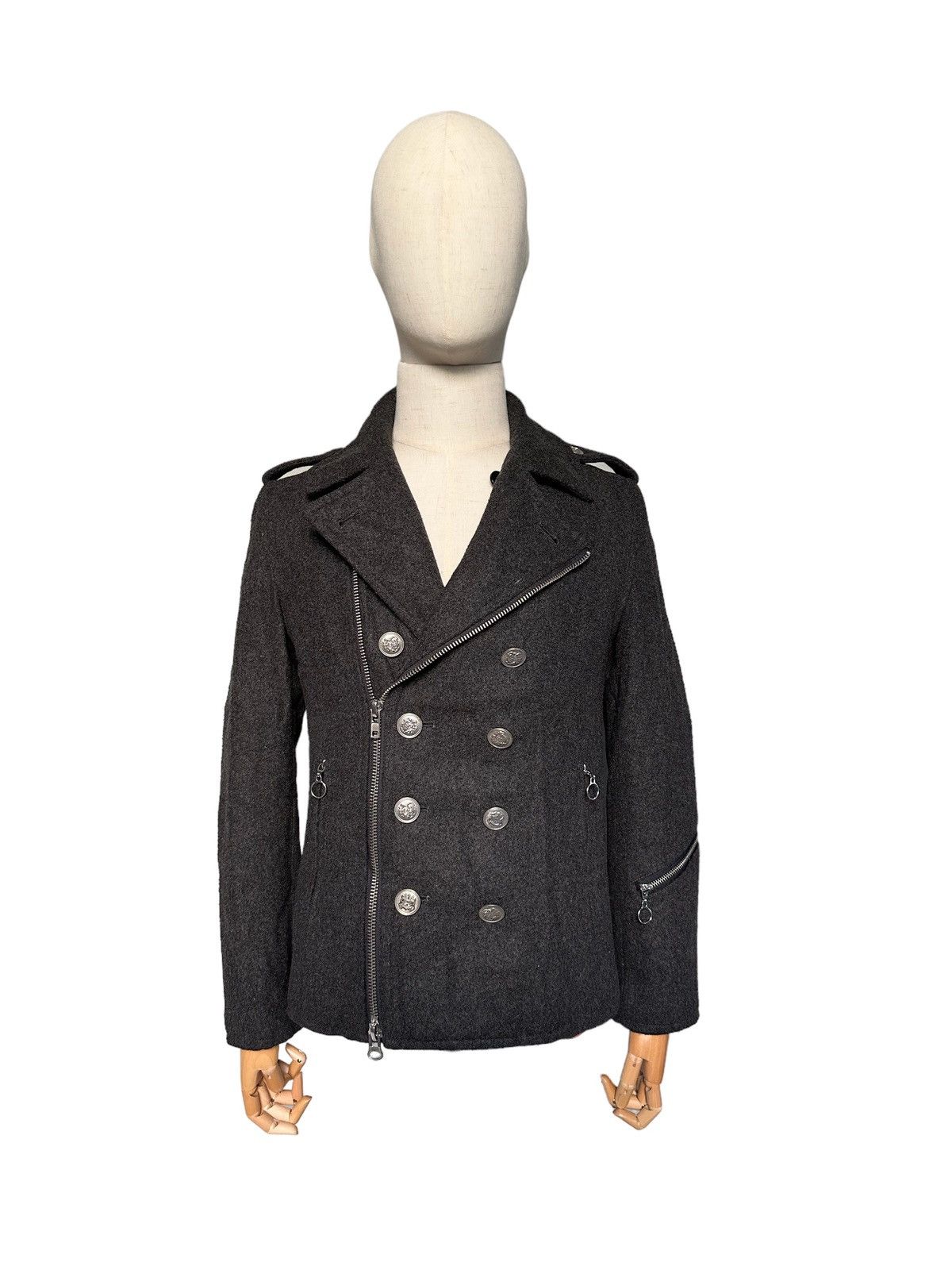 GRN 2000's GRN Tokyo Japan double collar wool zipper jacket Size US M / EU 48-50 / 2 - 7 Thumbnail