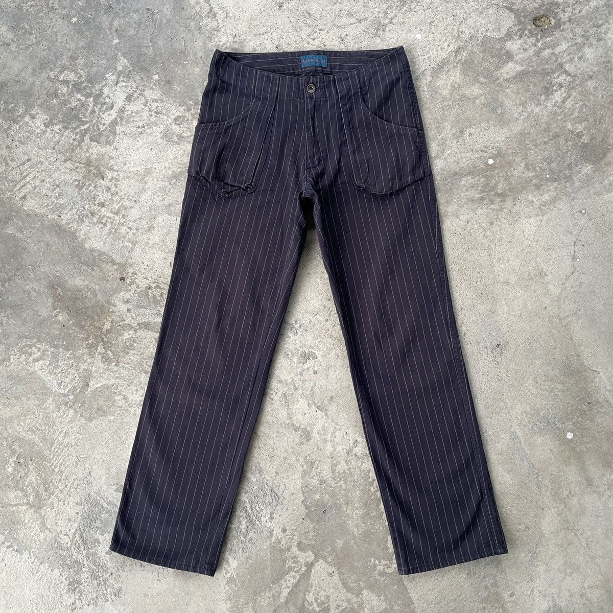 Japanese Brand Vintage GrageBlue Purple Striped Trousers Casual Pants W30 Size US 30 / EU 46 - 1 Thumbnail
