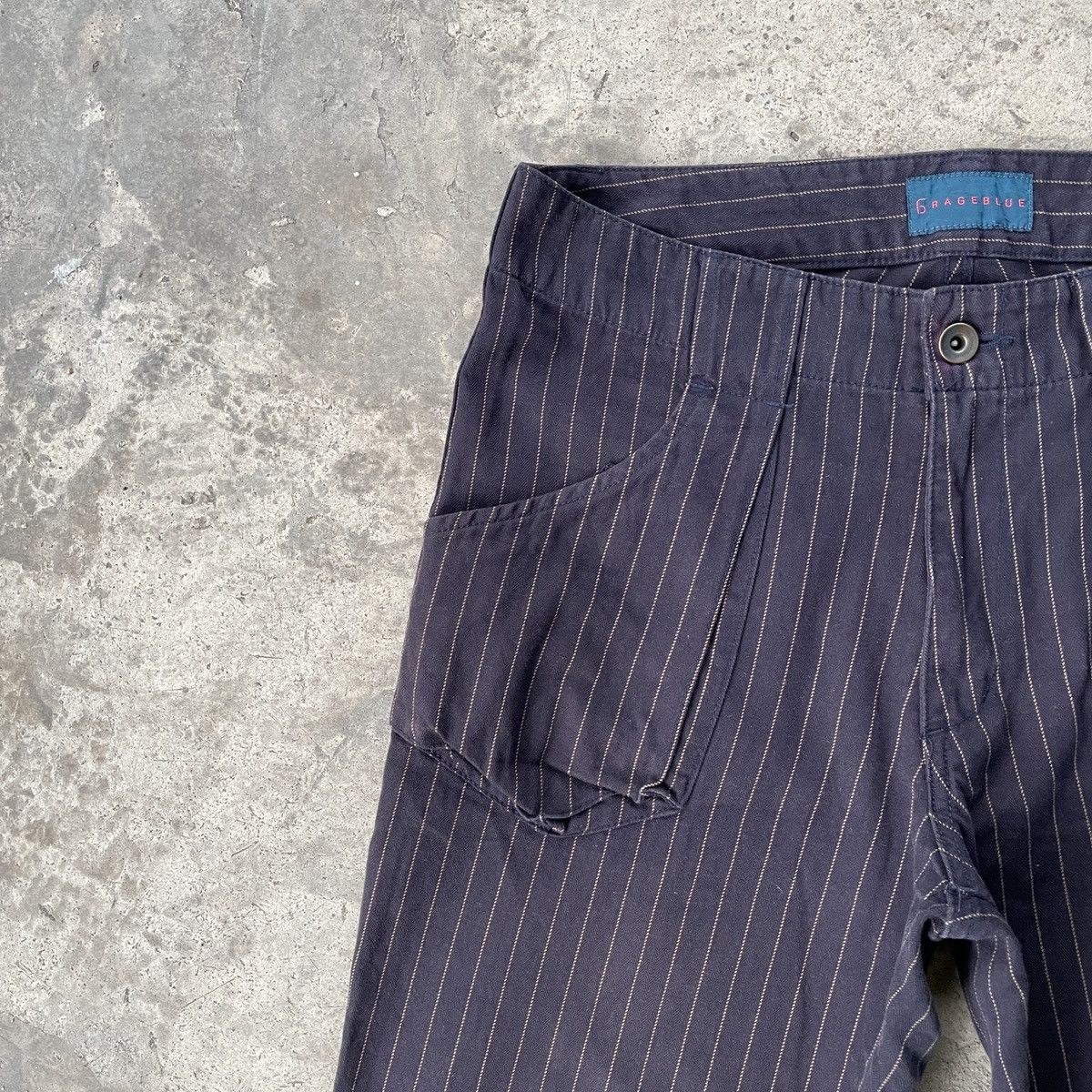 Japanese Brand Vintage GrageBlue Purple Striped Trousers Casual Pants W30 Size US 30 / EU 46 - 3 Thumbnail