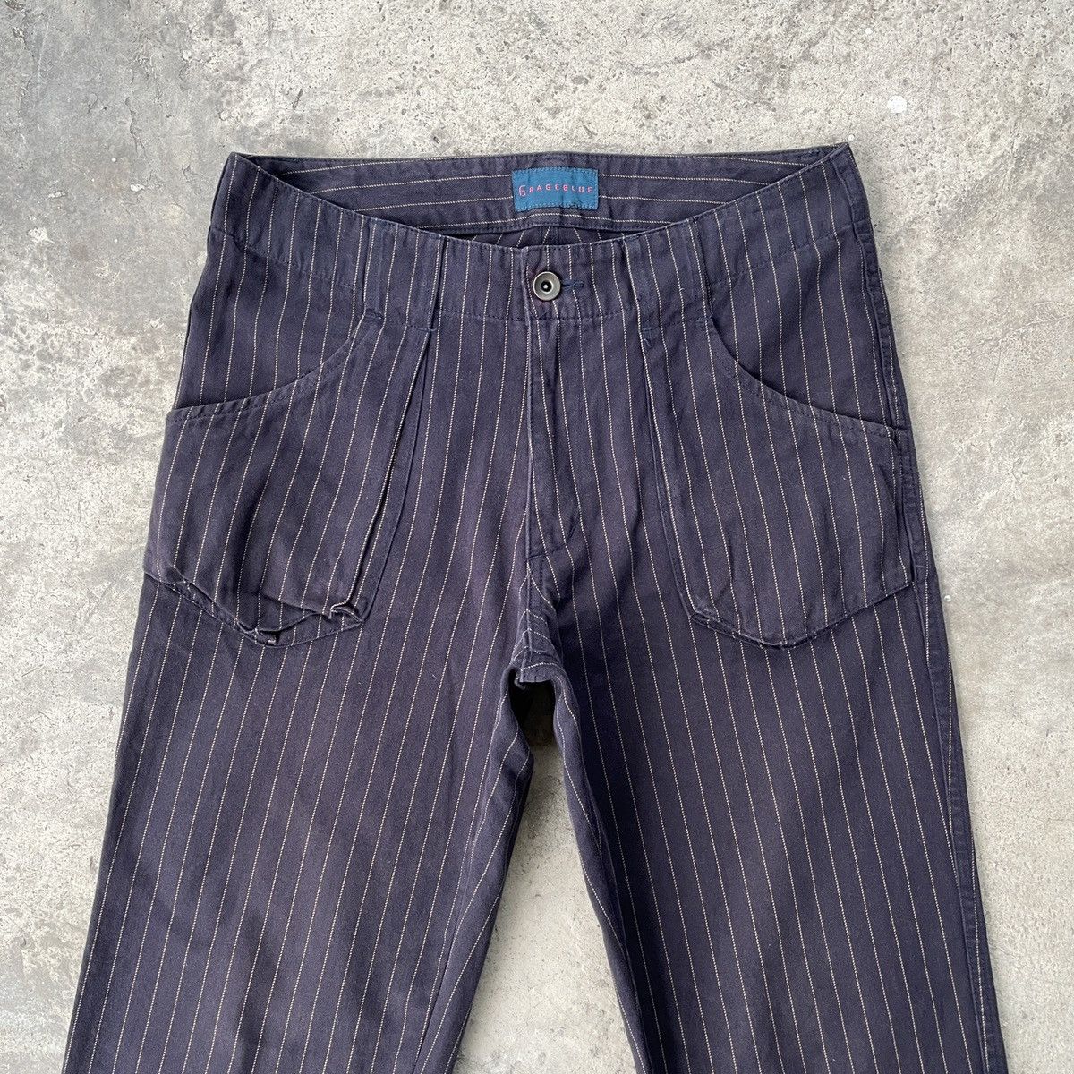 Japanese Brand Vintage GrageBlue Purple Striped Trousers Casual Pants W30 Size US 30 / EU 46 - 2 Thumbnail
