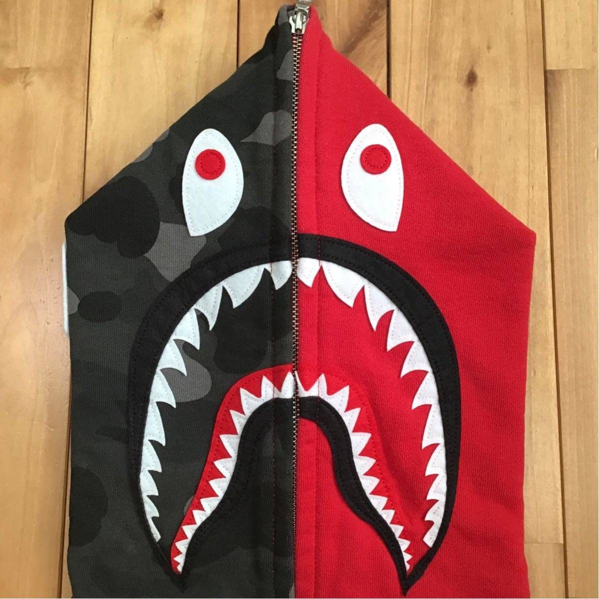 Bape BAPE Shark full zip hoodie black camo x red Size US M / EU 48-50 / 2 - 2 Thumbnail