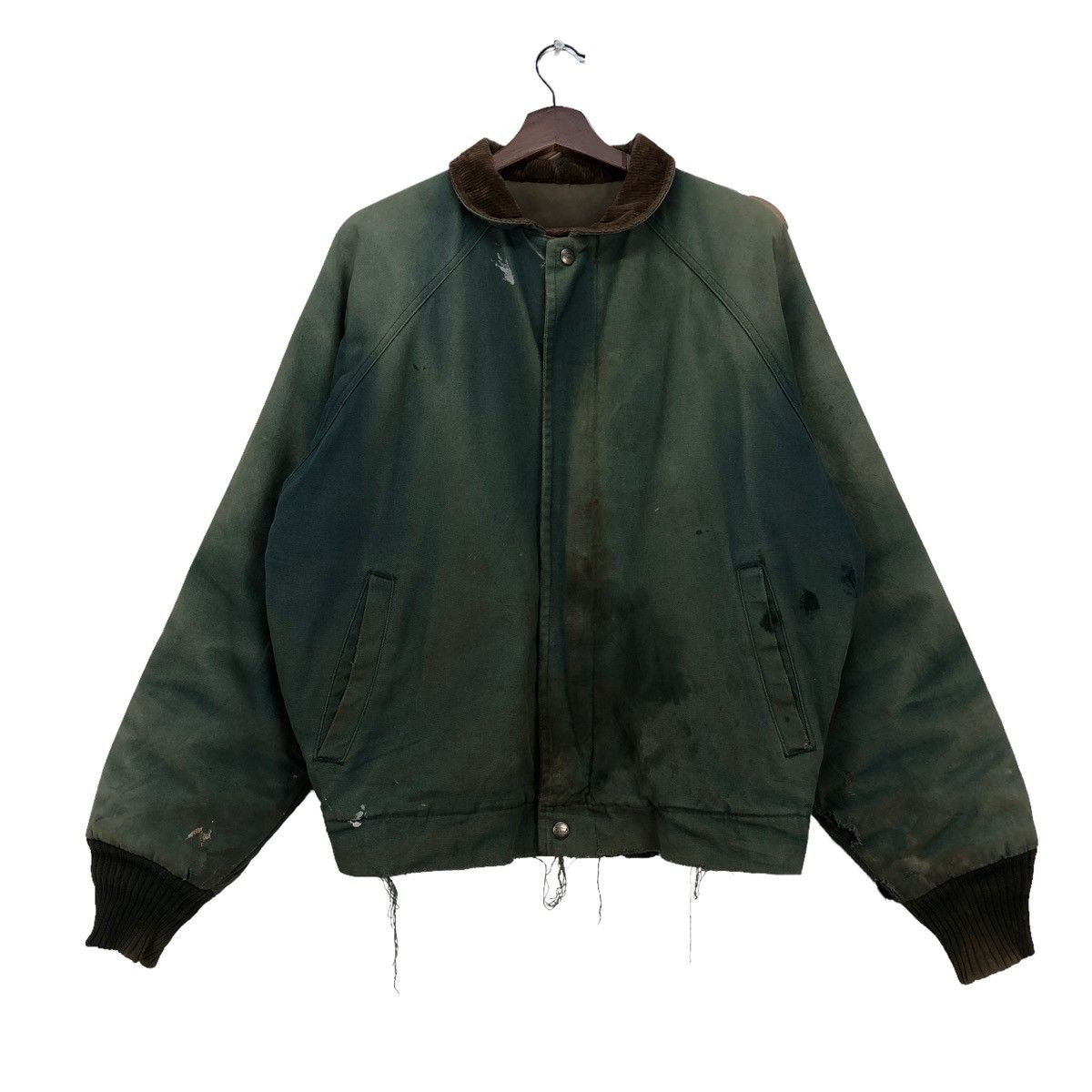 image of Distressed Denim x Vintage True Vintage Walls Detroit Duck Canvas Jacket in Faded Green (Size Mediu