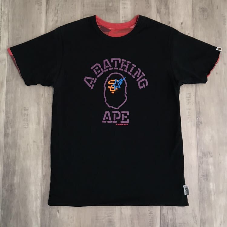 Bape BAPE reversible T-shirt camo × neon college logo Size US L / EU 52-54 / 3 - 6 Thumbnail