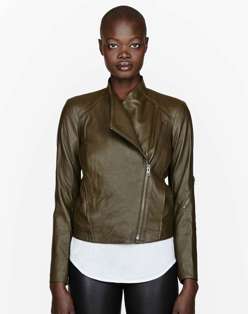 Helmut Lang Helmut Lang Lamb Biker Leather Jacket Asymmetrical Olive Size L / US 10 / IT 46 - 2 Thumbnail