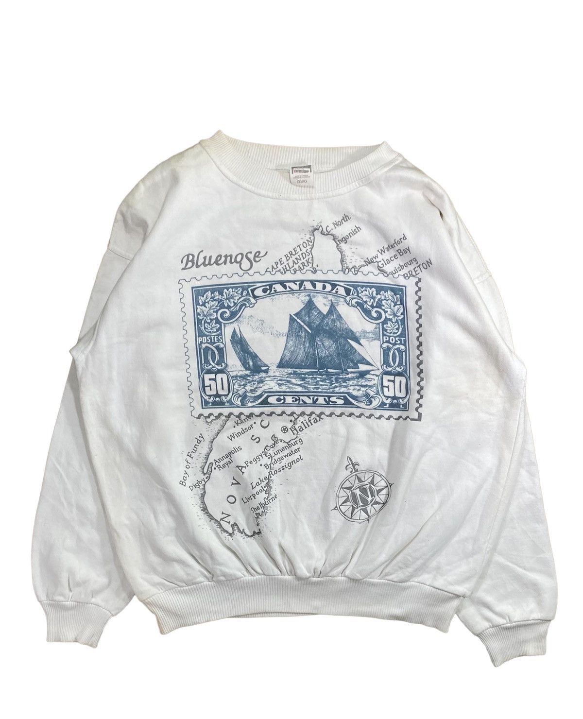 Vintage Vintage 80s Bluenose Map 50 Nova Sweathsirt Size XL Size US XL / EU 56 / 4 - 1 Thumbnail