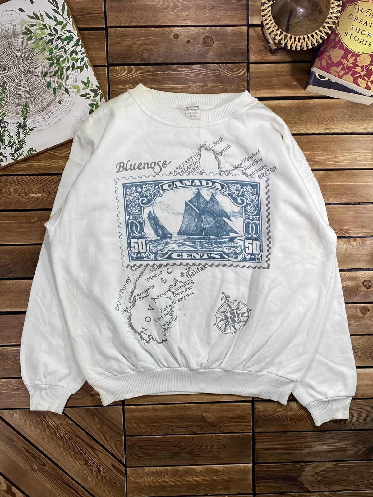 Vintage Vintage 80s Bluenose Map 50 Nova Sweathsirt Size XL Size US XL / EU 56 / 4 - 2 Thumbnail