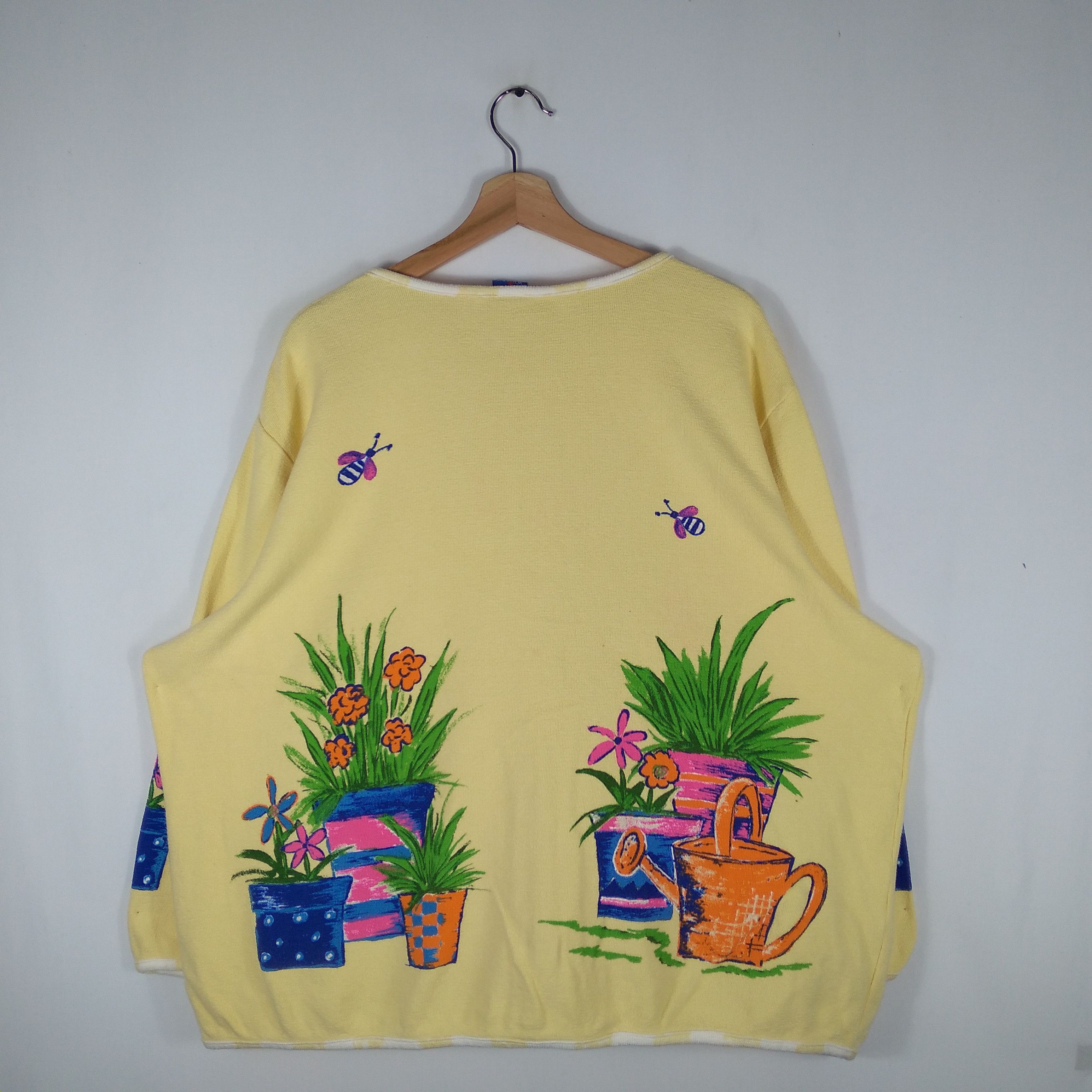 Aran Isles Knitwear Vintage 90s Art Graphic Beautiful Garden Knitwear Cardigans Size 3XL / US 20-22 - 5 Thumbnail