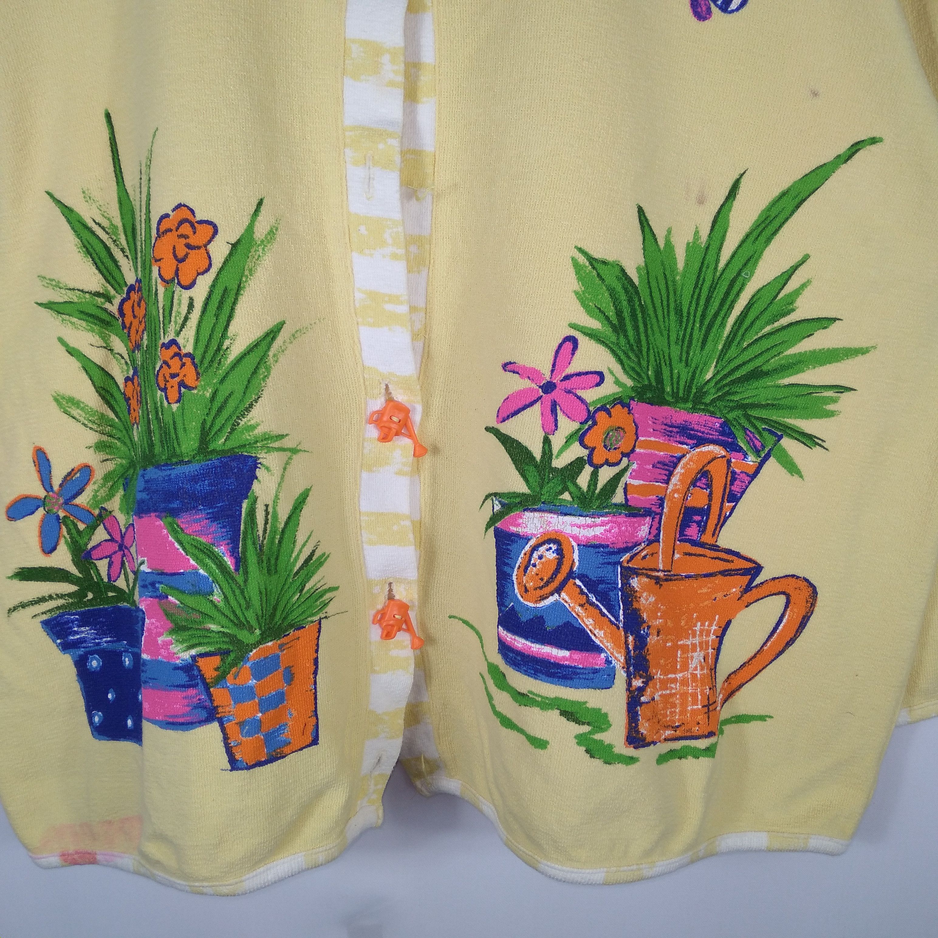 Aran Isles Knitwear Vintage 90s Art Graphic Beautiful Garden Knitwear Cardigans Size 3XL / US 20-22 - 3 Thumbnail
