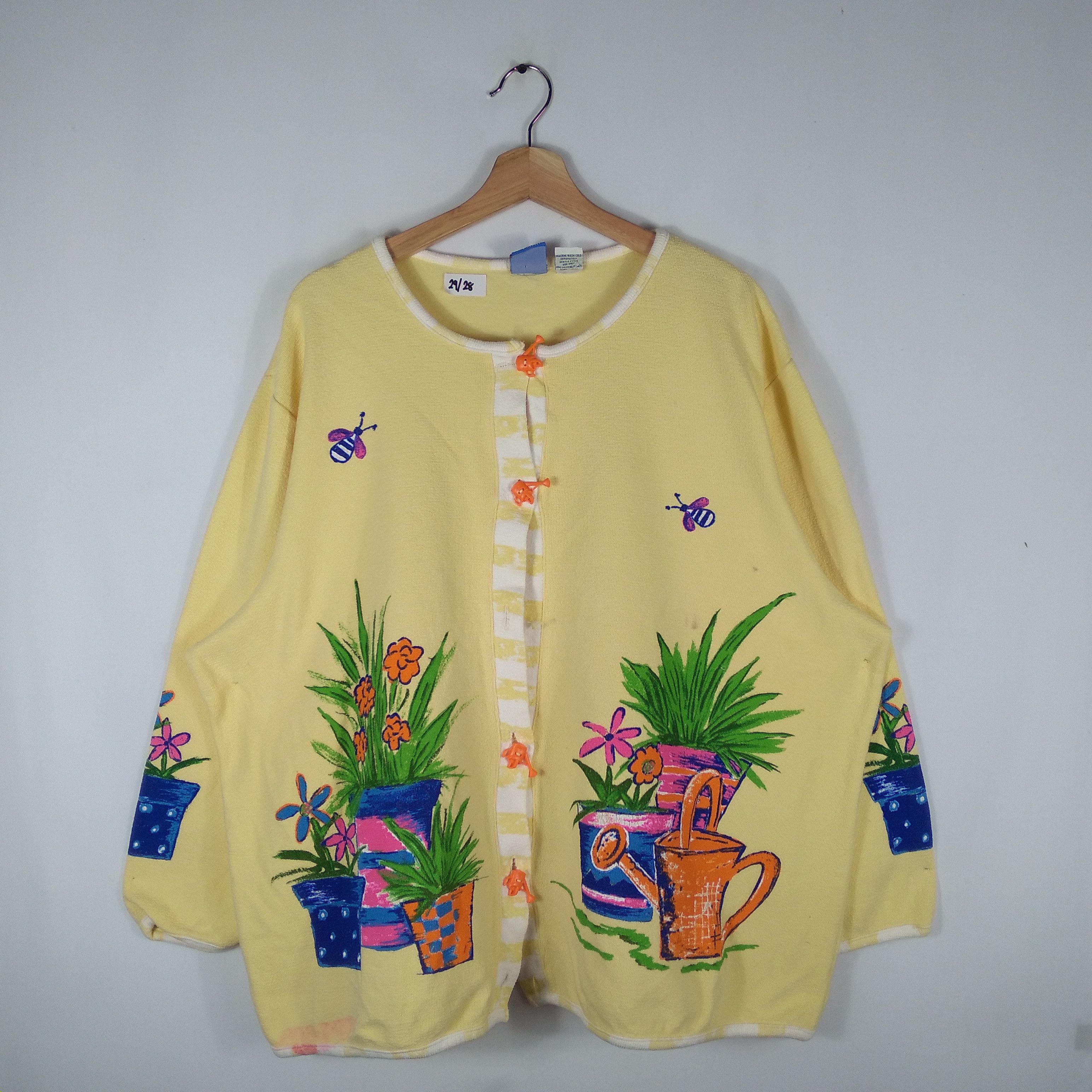 Aran Isles Knitwear Vintage 90s Art Graphic Beautiful Garden Knitwear Cardigans Size 3XL / US 20-22 - 1 Thumbnail