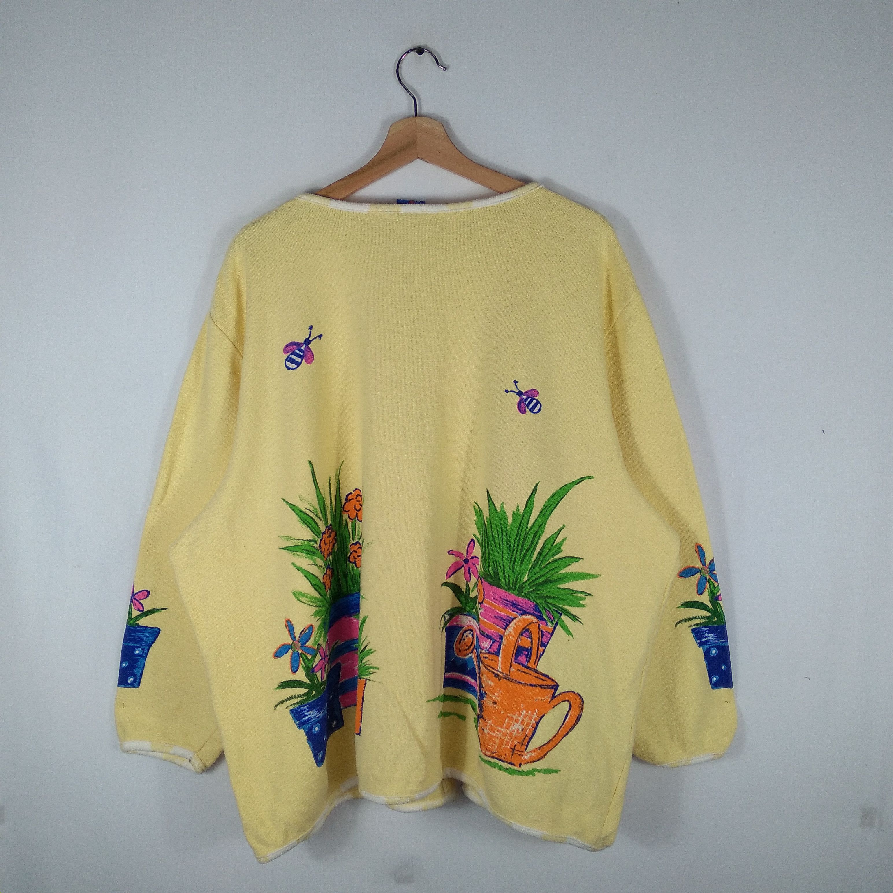 Aran Isles Knitwear Vintage 90s Art Graphic Beautiful Garden Knitwear Cardigans Size 3XL / US 20-22 - 4 Thumbnail