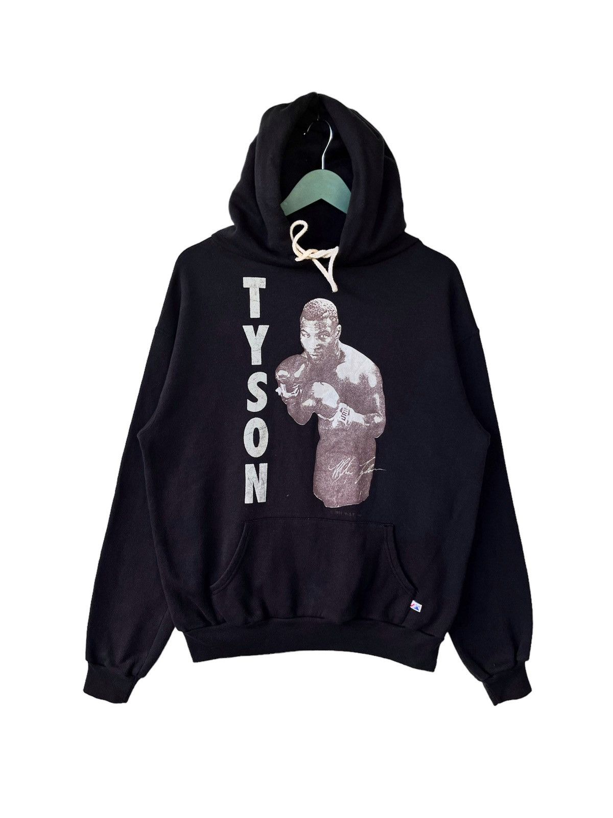 image of Very Vintage 1991 Mike Tyson Vs Evander Holyfield Promo Hoodie in Black, Men's (Size Medium)