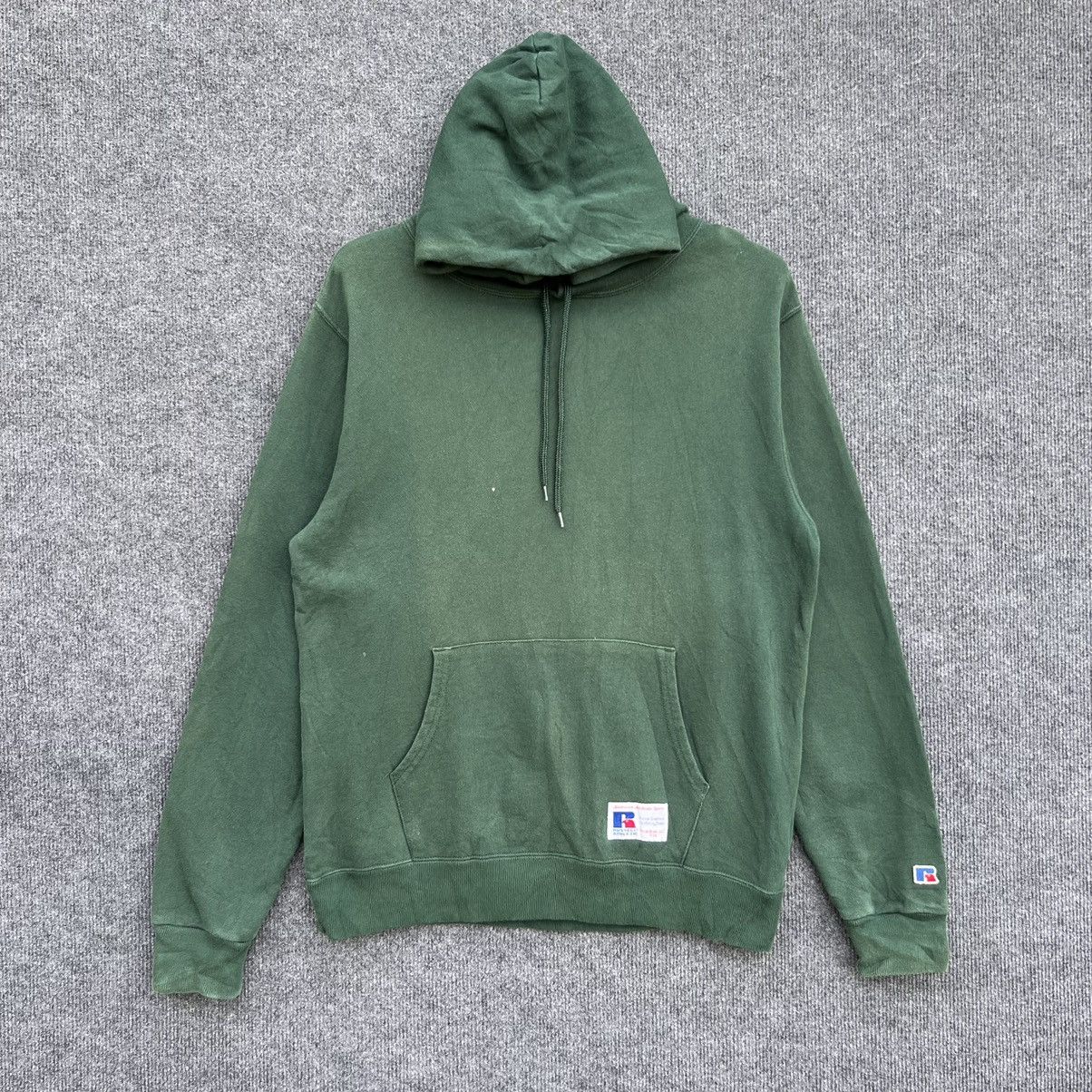 Russell Athletic × Vintage Vintage 90s Russel Athletic Green Blank Hoodie Medium Size US M / EU 48-50 / 2 - 1 Thumbnail