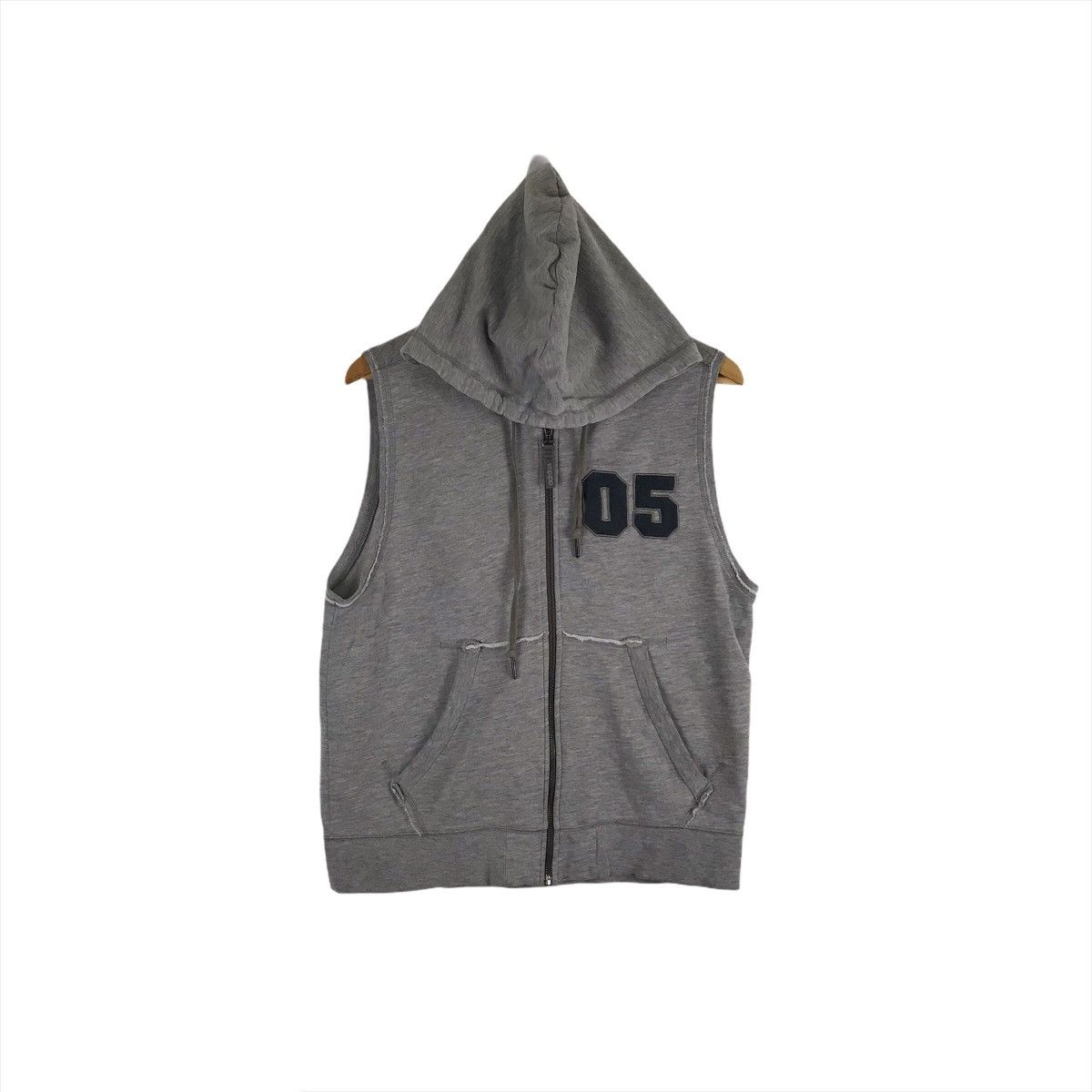 Vintage Adidas Sleeveless Zipper Hoodie Grey Colour