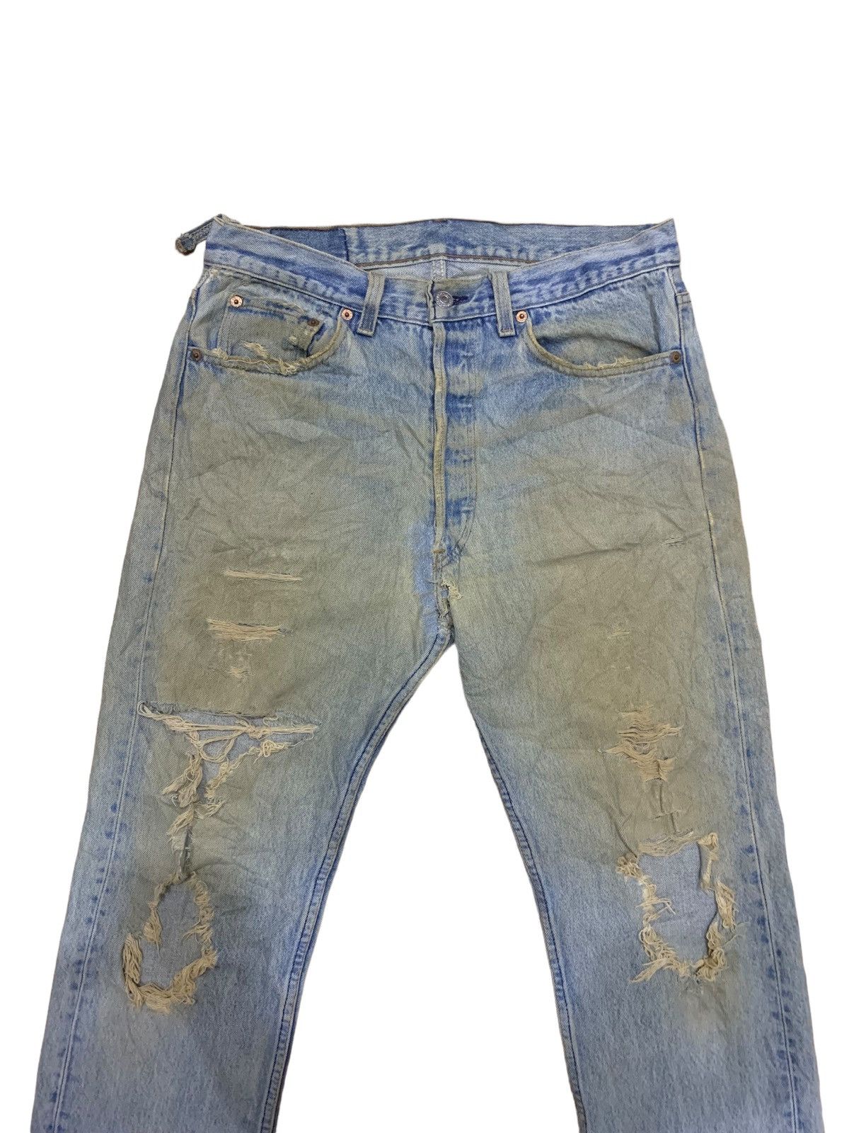 Levi's × Levi's Vintage Clothing × Vintage Vintage 80s Levis ButtonFly Blue Mud Wash Distress Jeans Size US 34 / EU 50 - 3 Thumbnail
