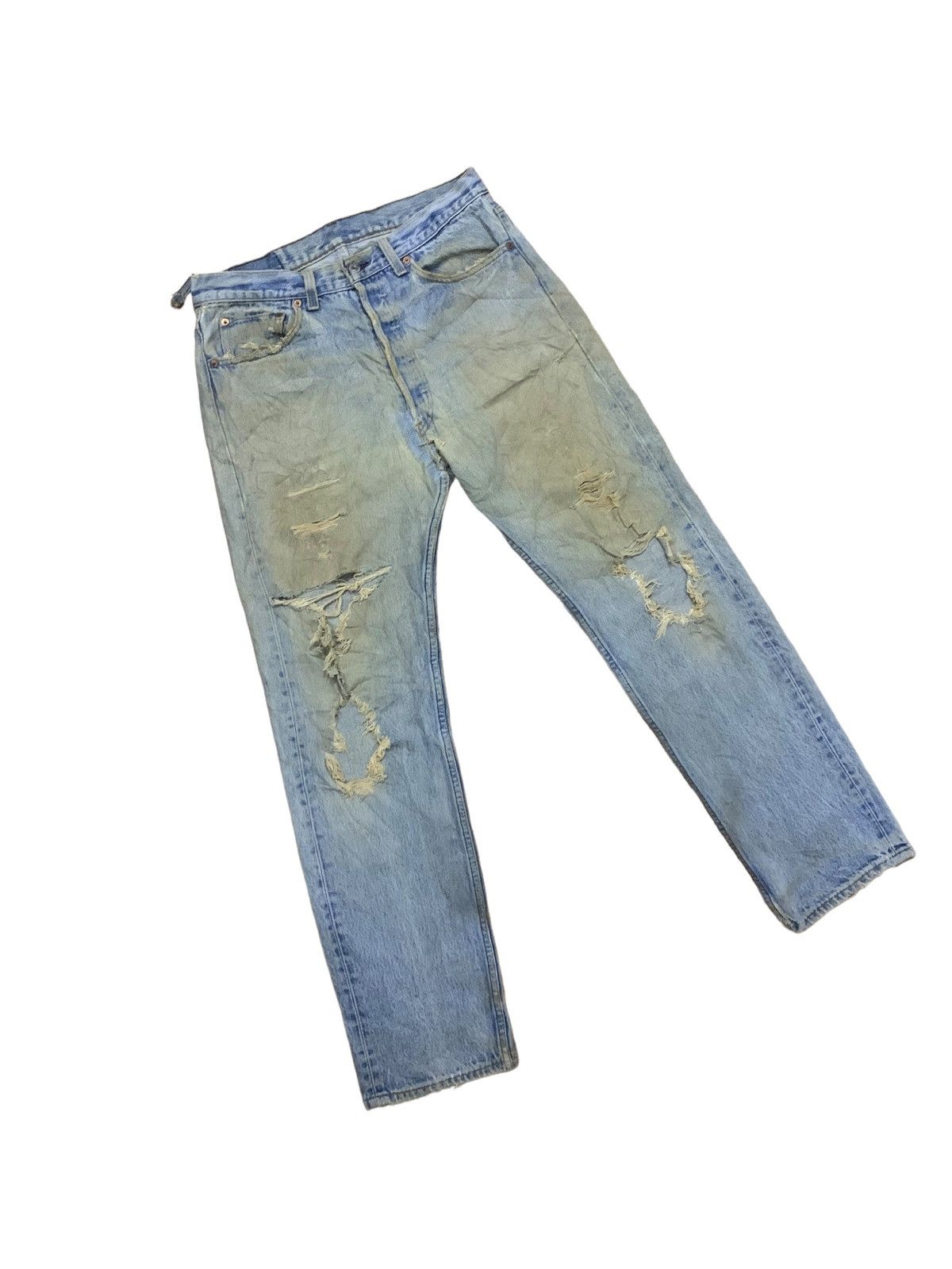 Levi's × Levi's Vintage Clothing × Vintage Vintage 80s Levis ButtonFly Blue Mud Wash Distress Jeans Size US 34 / EU 50 - 5 Thumbnail