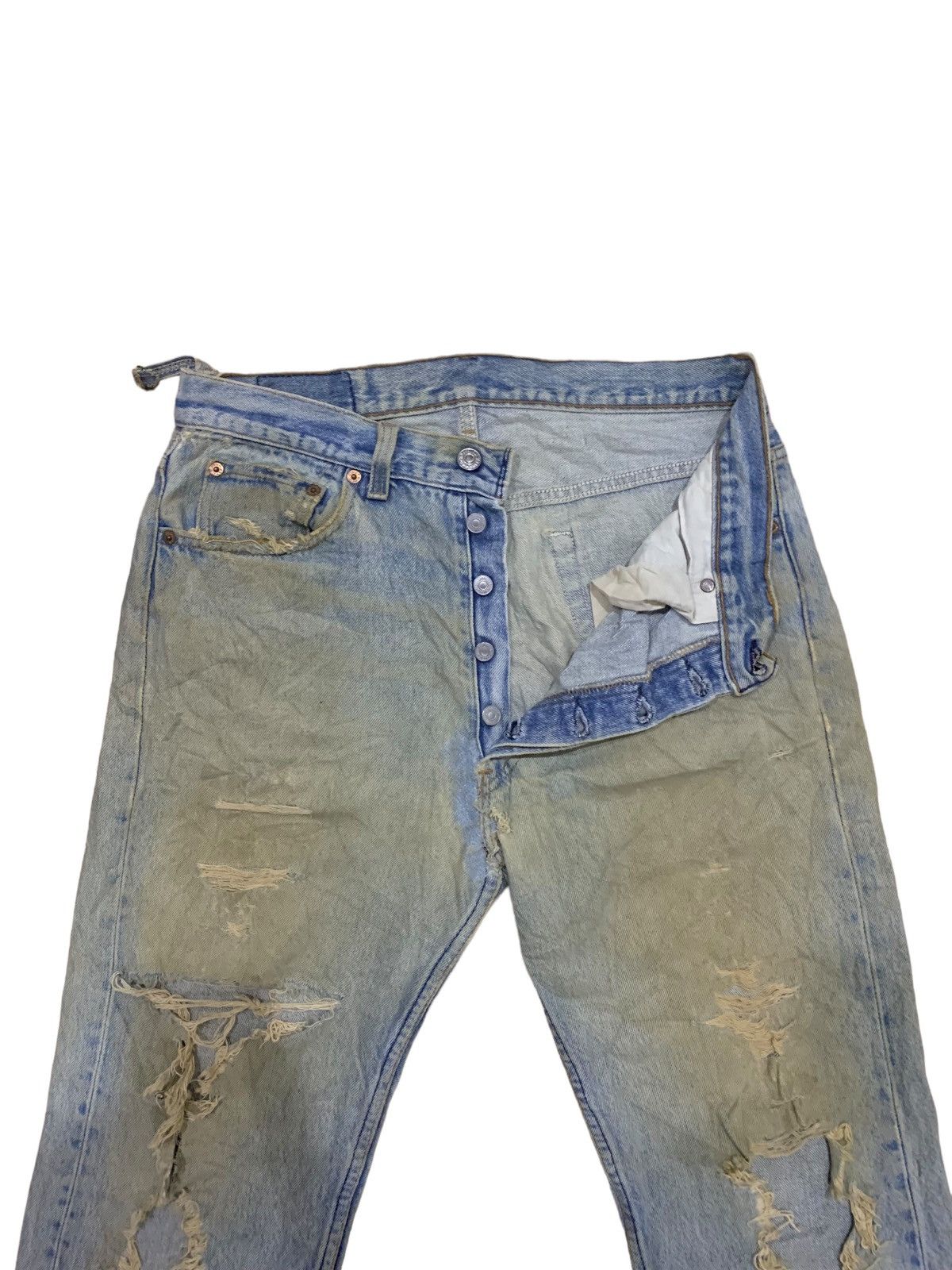 Levi's × Levi's Vintage Clothing × Vintage Vintage 80s Levis ButtonFly Blue Mud Wash Distress Jeans Size US 34 / EU 50 - 6 Thumbnail